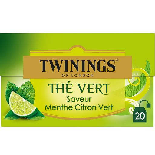 TWININGS Thé vert menthe et citron vert 20 sachets 30g pas cher