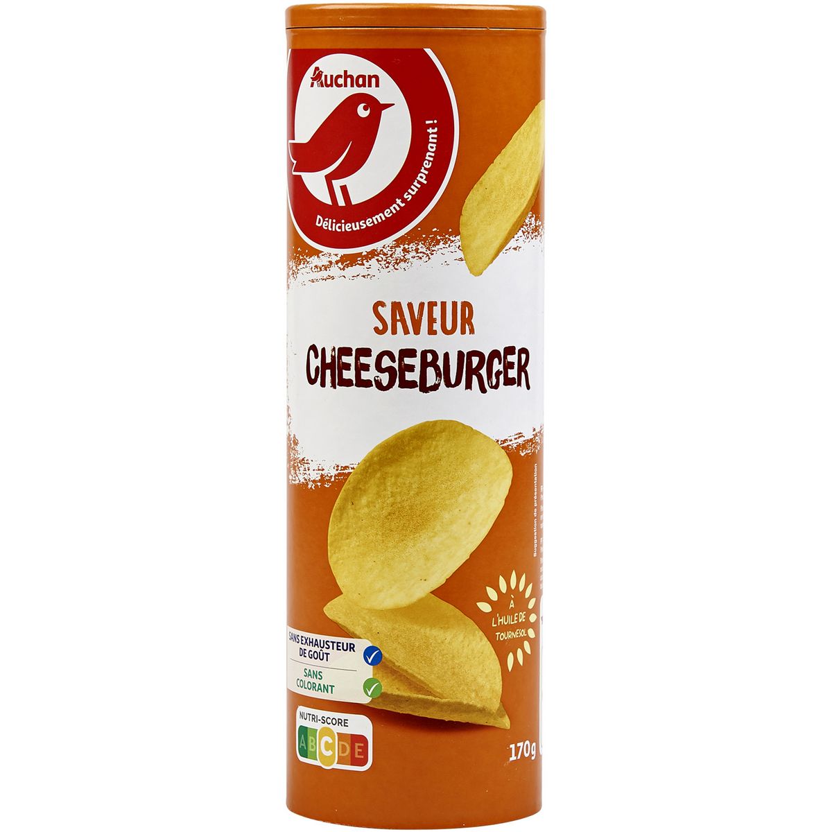 AUCHAN Chips tuiles saveur cheeseburger 170g