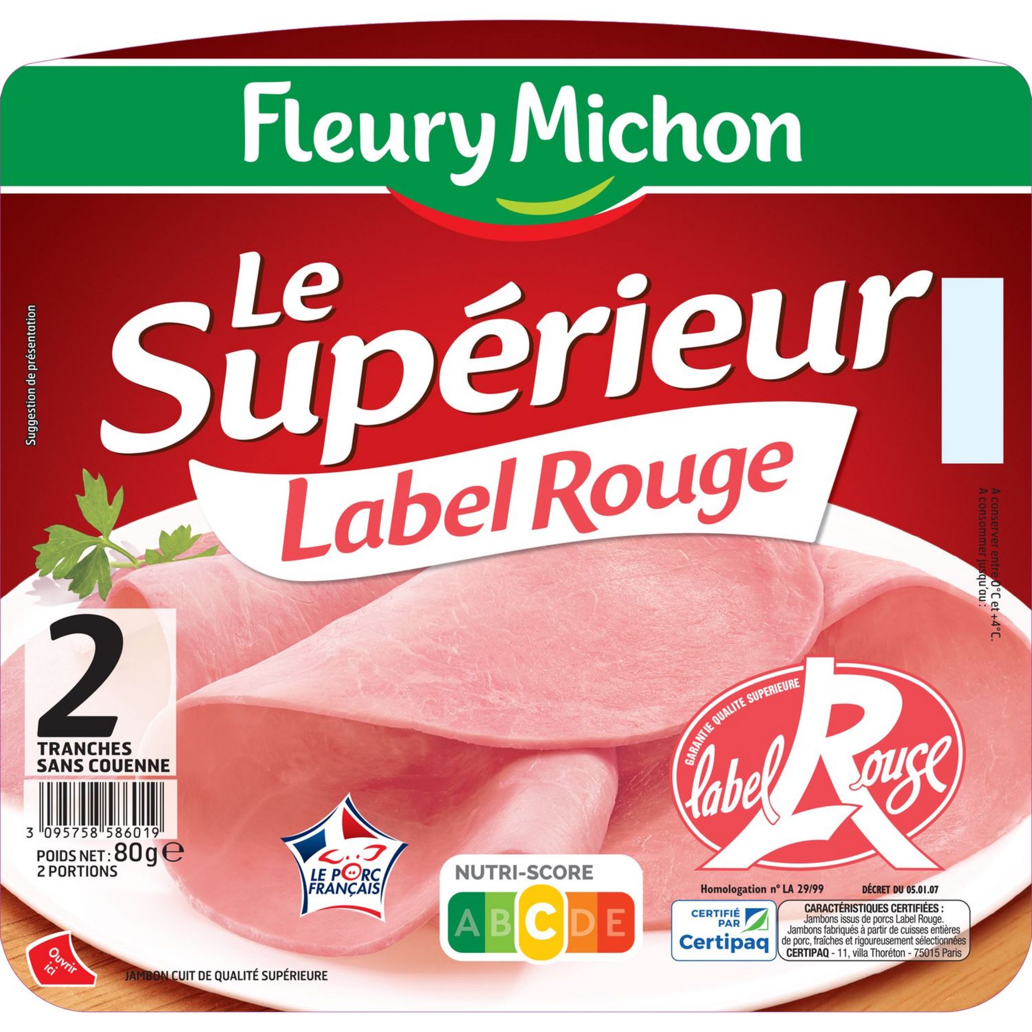 Jambon blanc Label Rouge conservation sans nitrite FLEURY MICHON