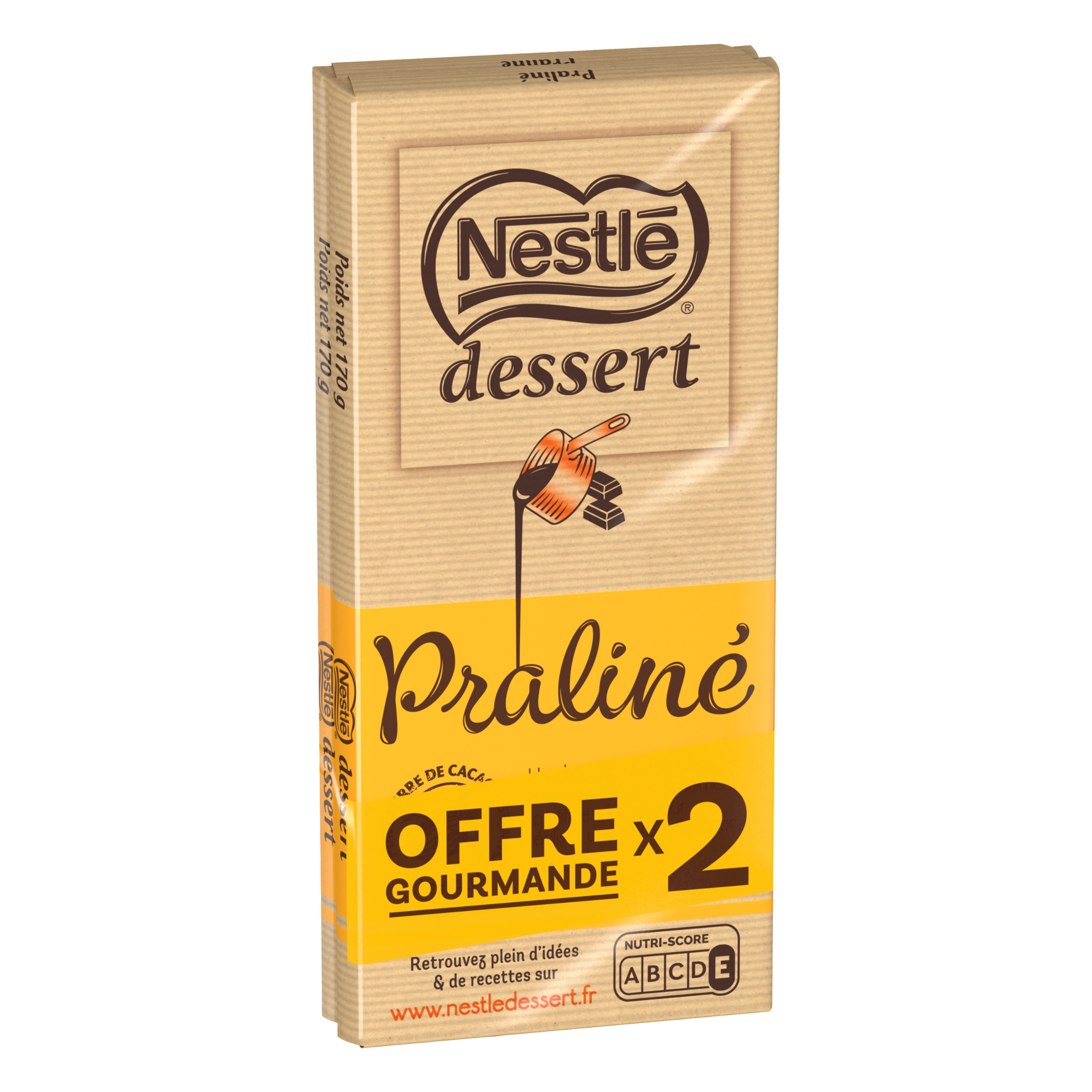 AUCHAN CULTIVONS LE BON Tablette de chocolat pâtissier praliné dessert 1  pièce 170g pas cher 