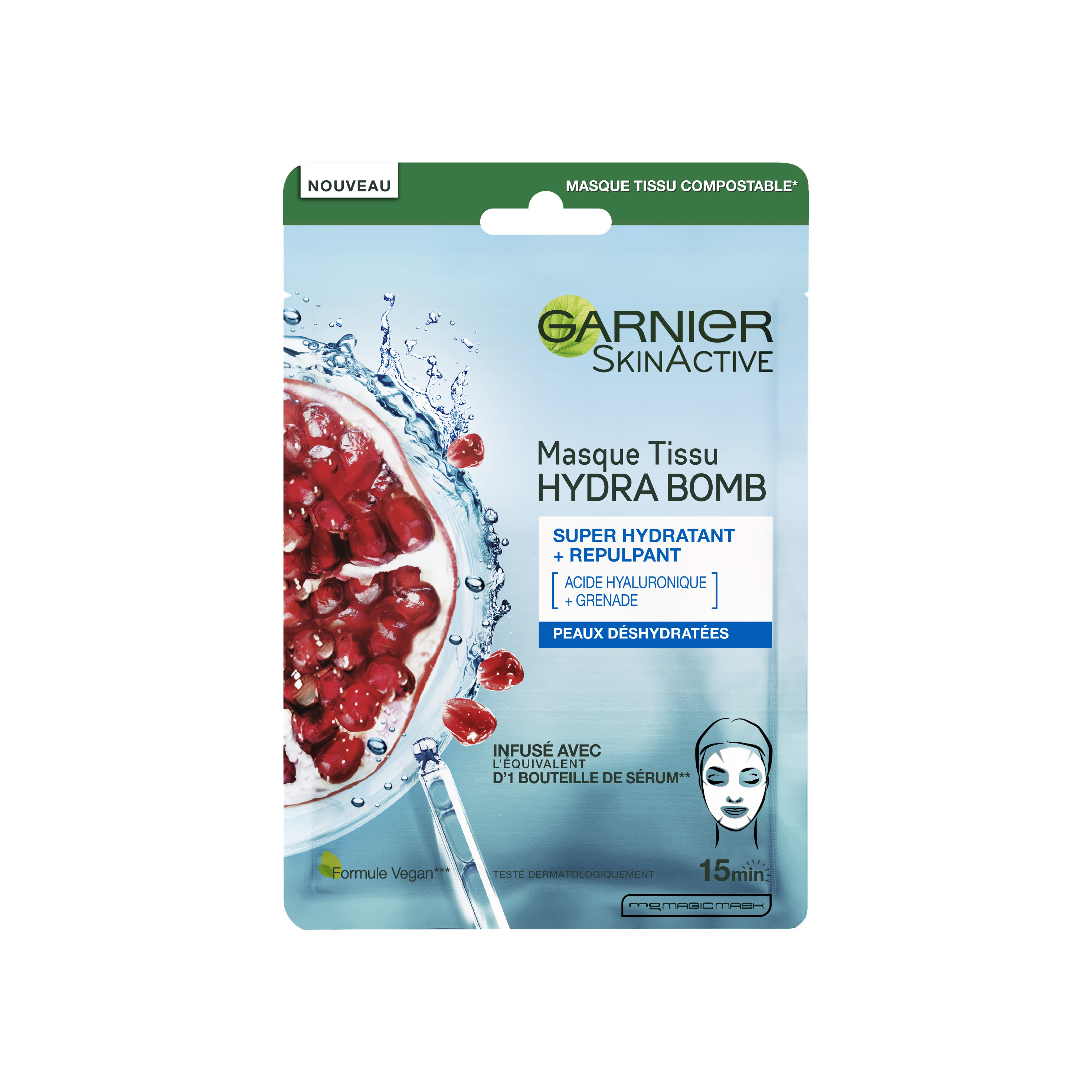 GARNIER SkinActive masque tissu hydra bomb peaux déshydratées 1 masque pas  cher 