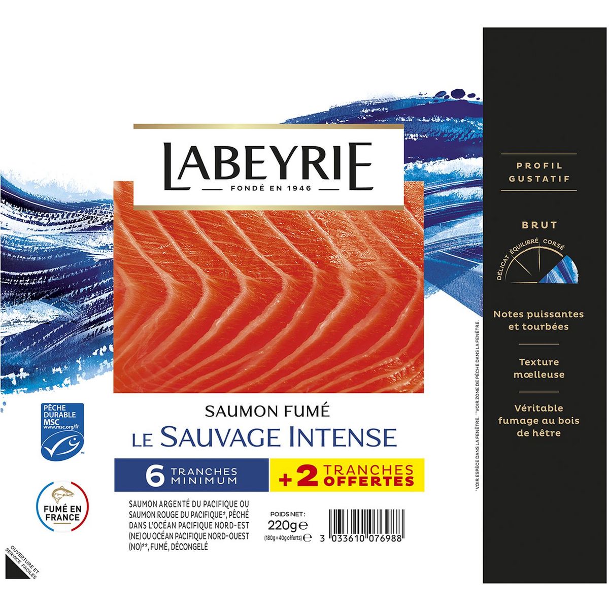 Je craque, Labeyrie Saumon fumé Le Sauvage 75g 2 tranches