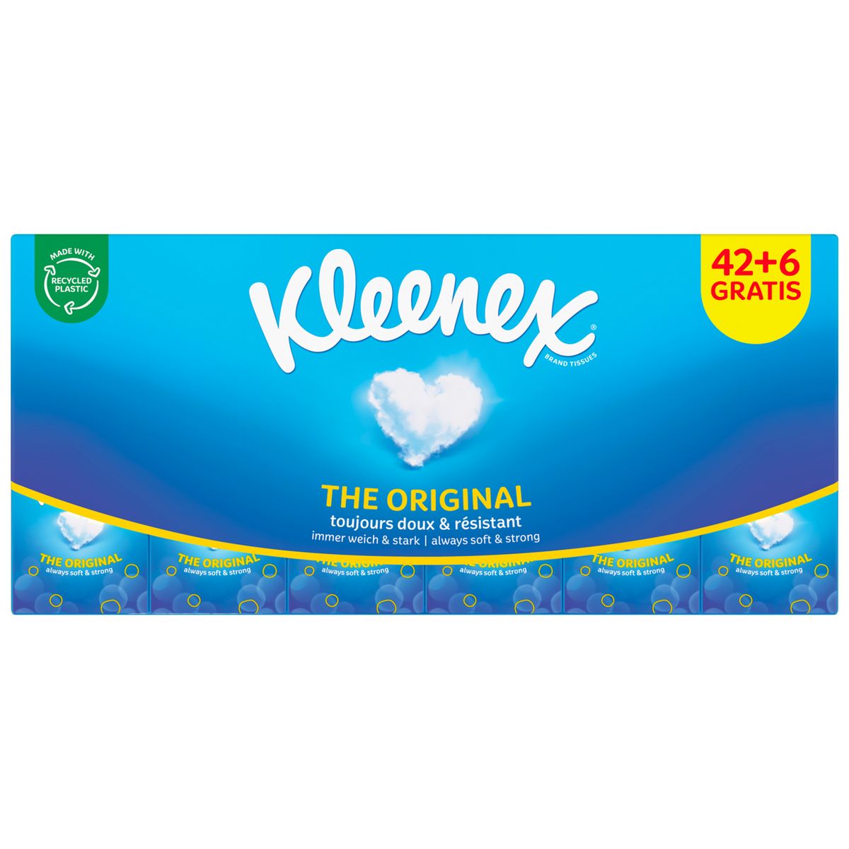 KLEENEX The Original Paquets de mouchoirs en papier doux et résistant étuis compacts 42+6 offerts