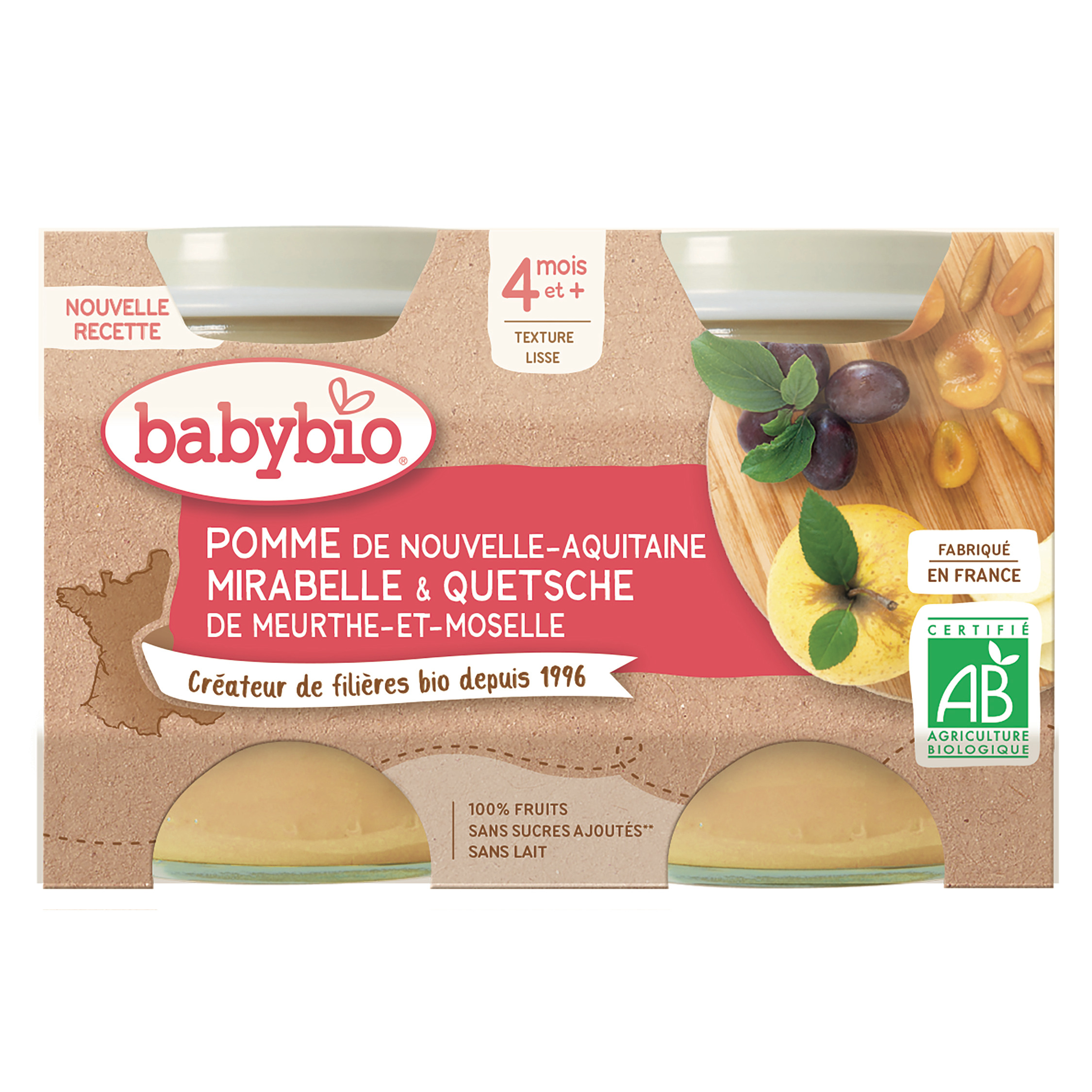 Grossiste Dessert pour bébé dès 4mois Coupelles Pommes Mirabelles