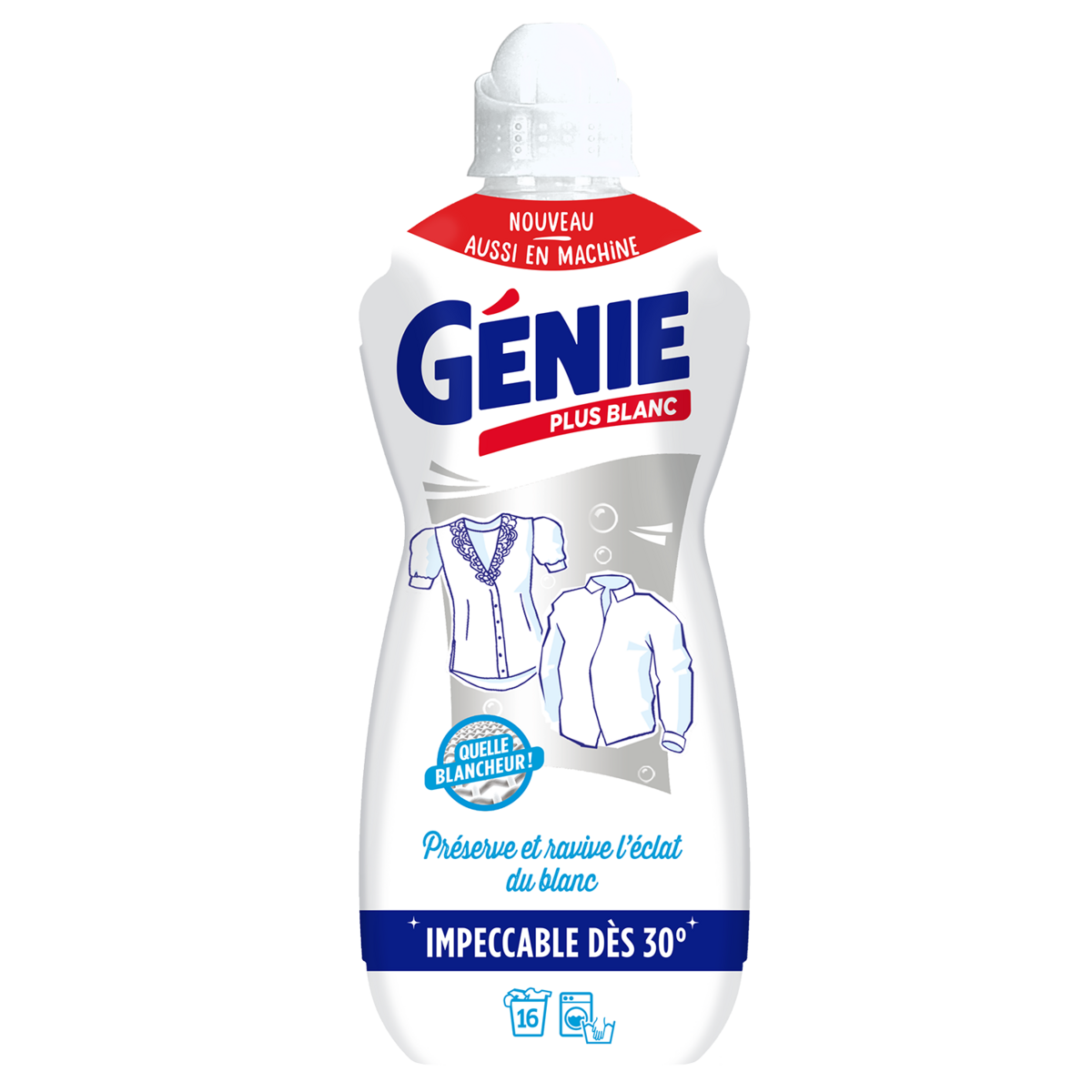 GENIE Plus blanc lessive liquide spécial blanc 16 lavages 1l pas