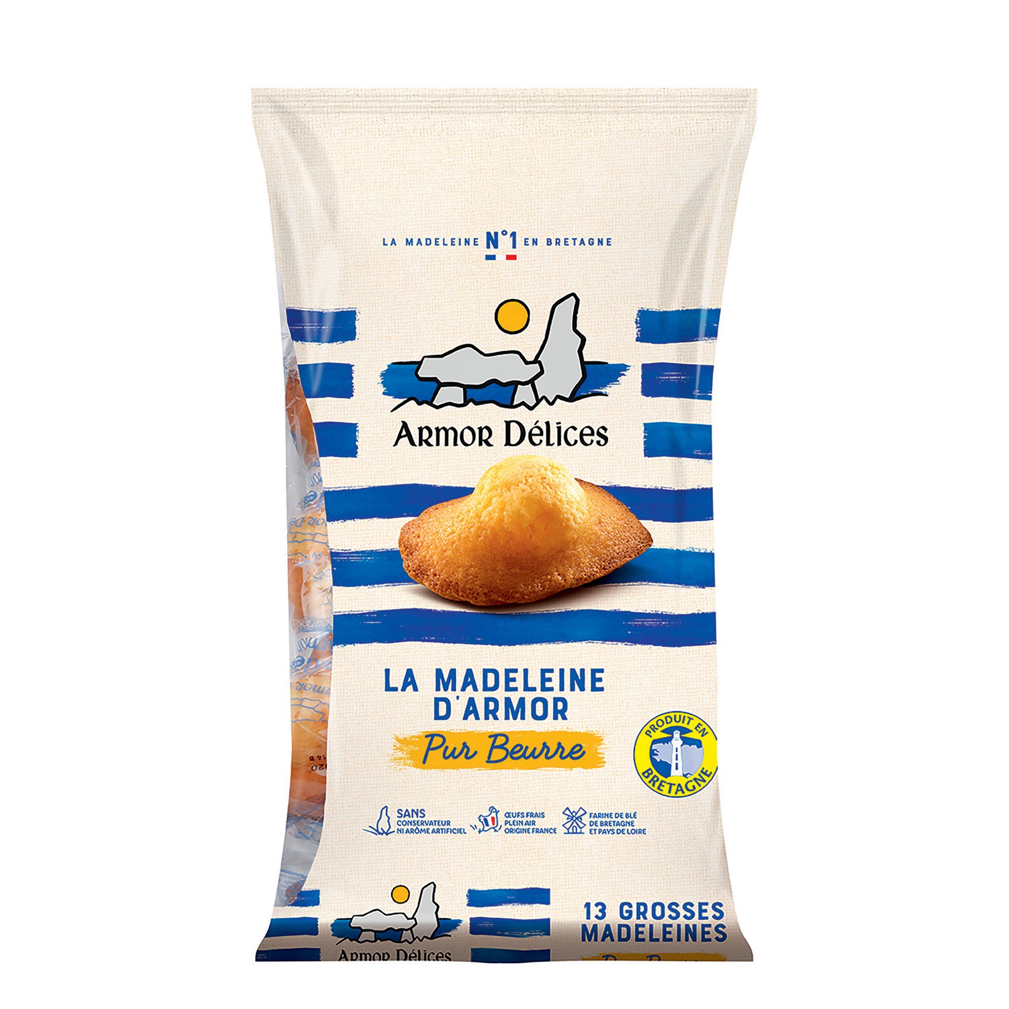La Madeleine Pur Beurre , Fourrage Caramel au Beurre Salé - Sachets de 8  madeleines - Armor Délices