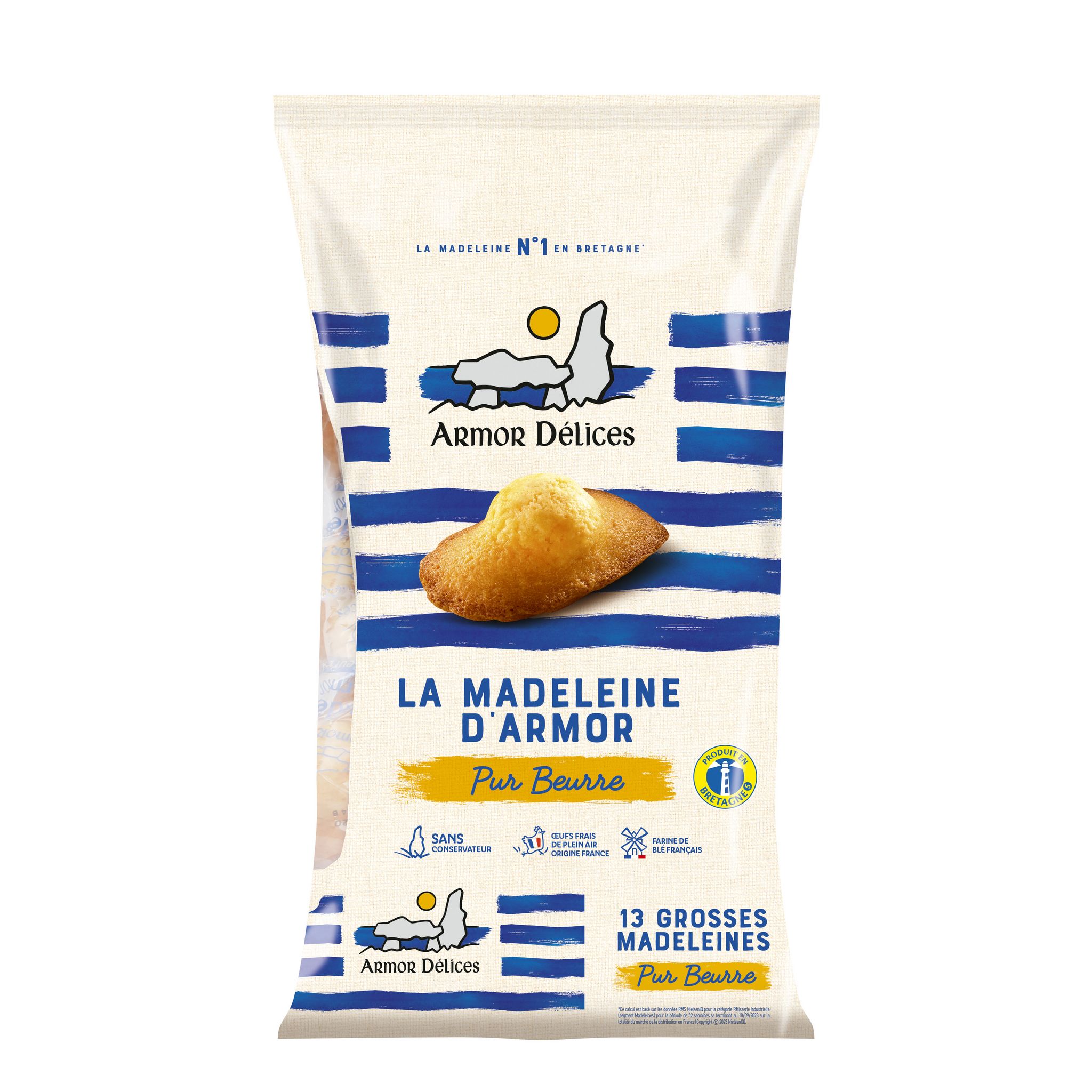 La Madeleine Pur Beurre , Fourrage Caramel au Beurre Salé - Sachets de 8  madeleines - Armor Délices