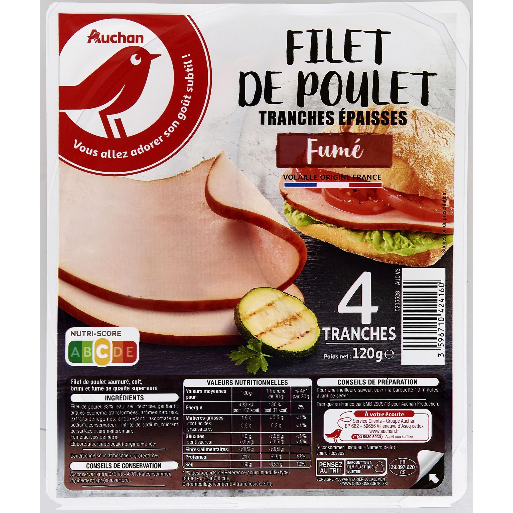 Filet de poulet fumé