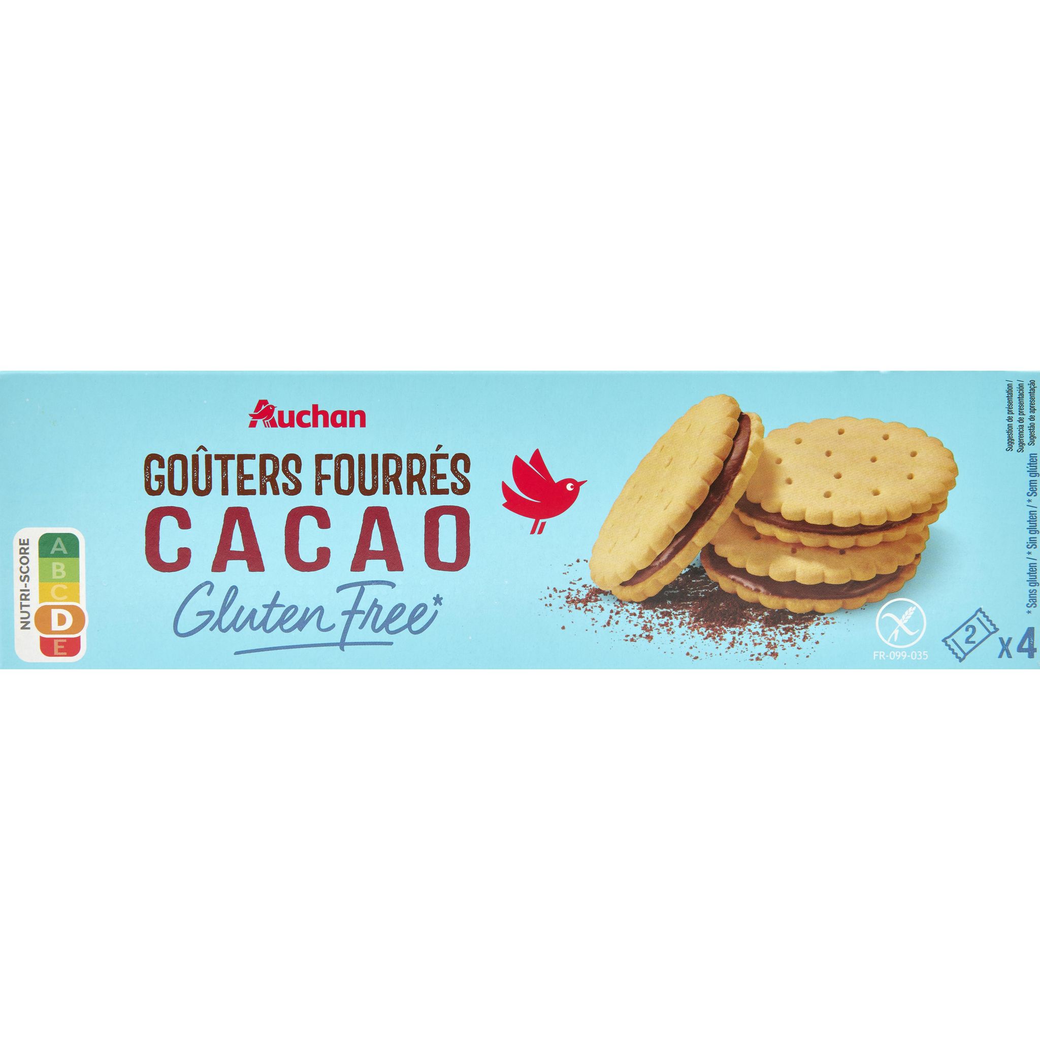 AUCHAN MIEUX VIVRE Cookies éclats de chocolat sans gluten 8 cookies 150g  pas cher 