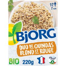 BJORG Duo de quinoa blond et rouge bio en poche prêt en 2 min 1-2 personnes 220g