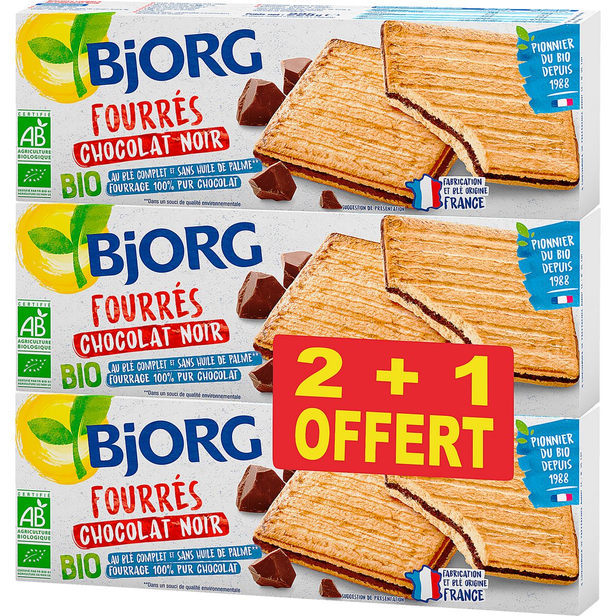 BJORG : Biscuits fourrés au chocolat au lait bio - chronodrive