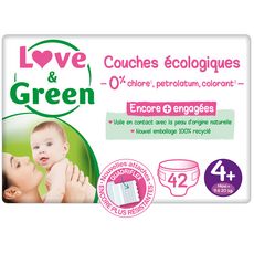 LOVE & GREEN Couches écologiques taille 4+ (9-20kg) 42 couches
