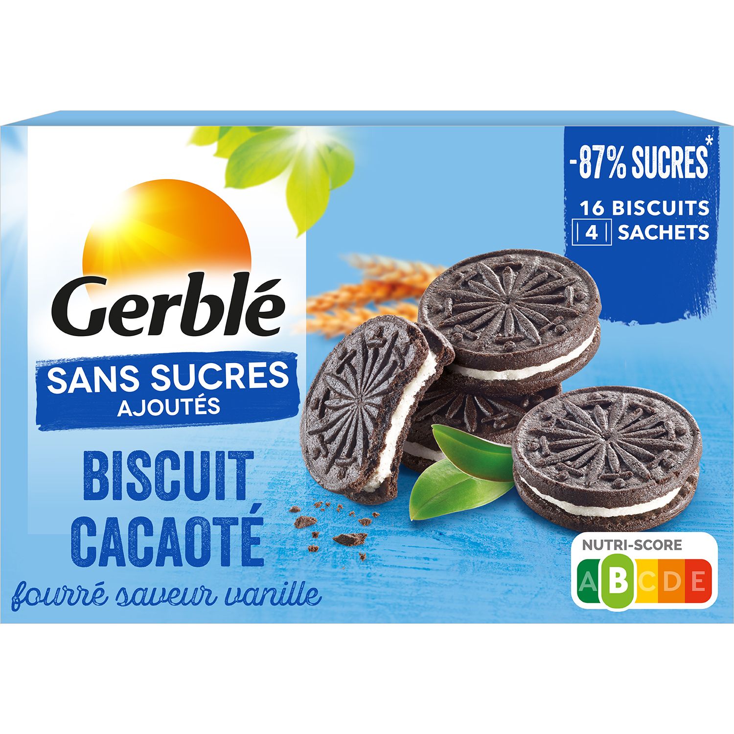 Biscuit fourré au cacao sans sucre, Gerblé (185 g)  La Belle Vie : Courses  en Ligne - Livraison à Domicile