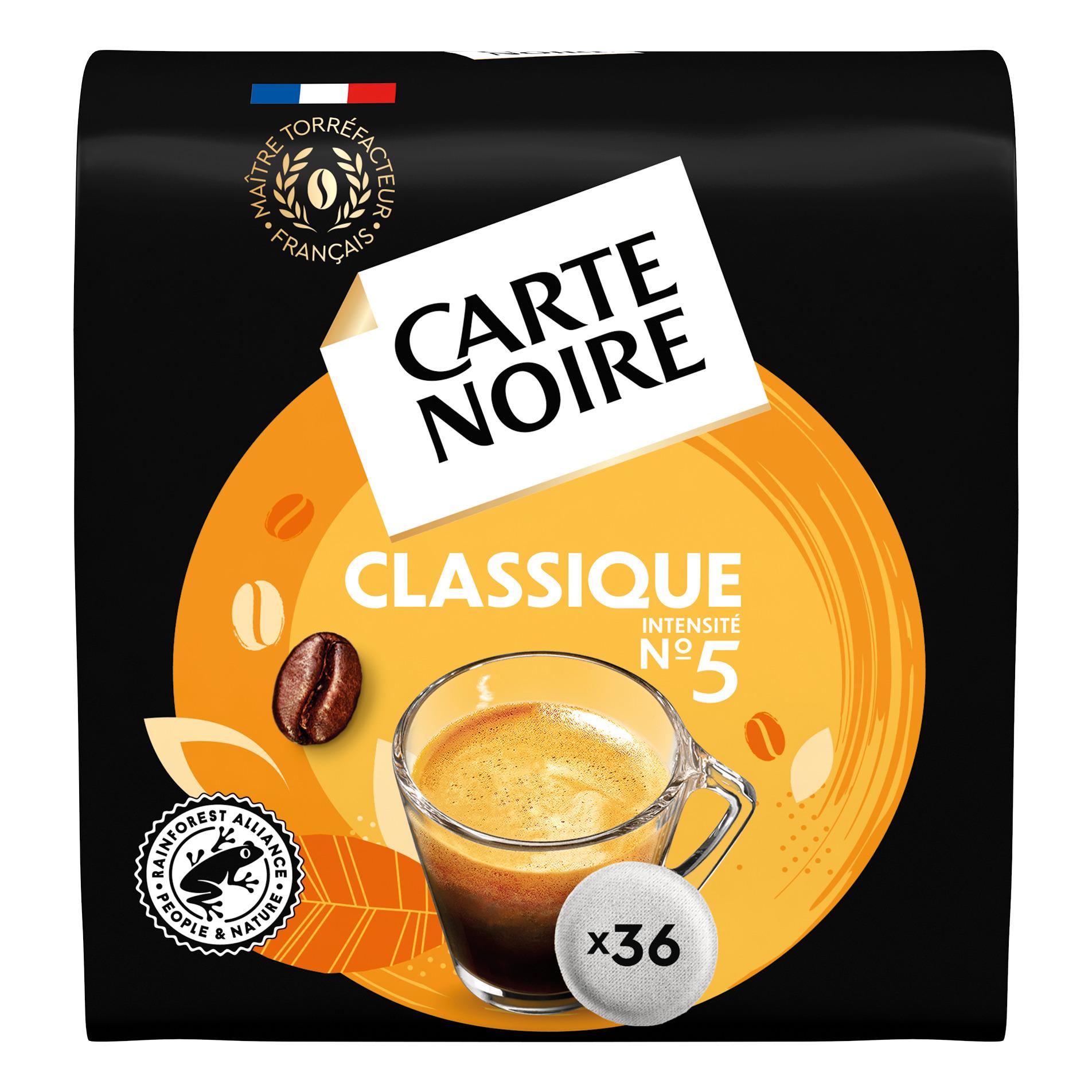 CARTE NOIRE Dosettes de café classique compatibles Senseo 36 dosettes 250g  pas cher 