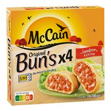 MCCAIN Bun's au jambon et ketchup 4 pièces 400g