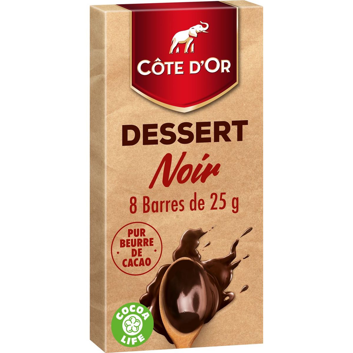 COTE D'OR Tablette de chocolat noir pâtissier 1 pièce 200g pas