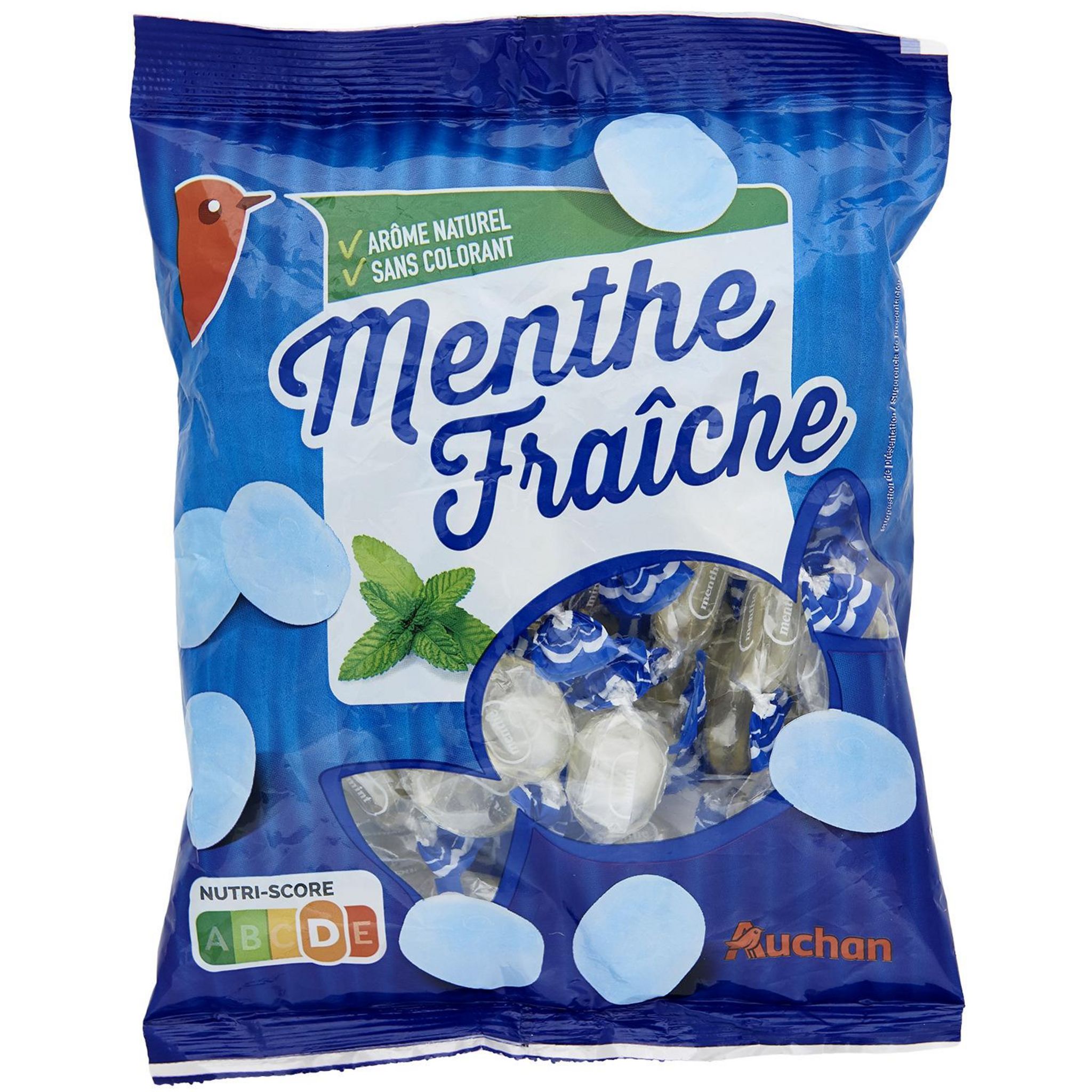 AUCHAN Bonbons à la menthe fraîche 58 bonbons 350g pas cher 