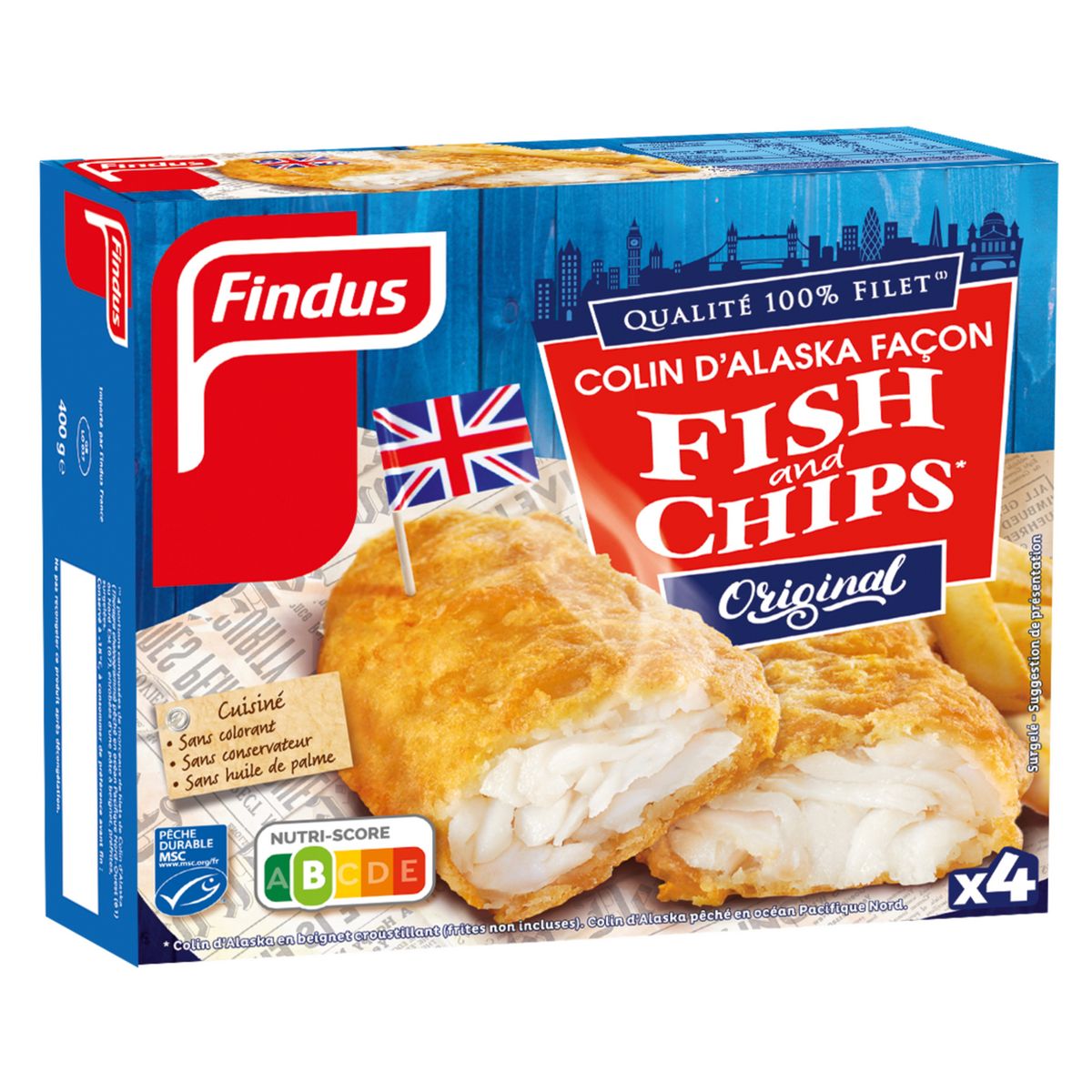 FINDUS Filet de colin d'Alaska façon fish & chips MSC 4 pièces 400g