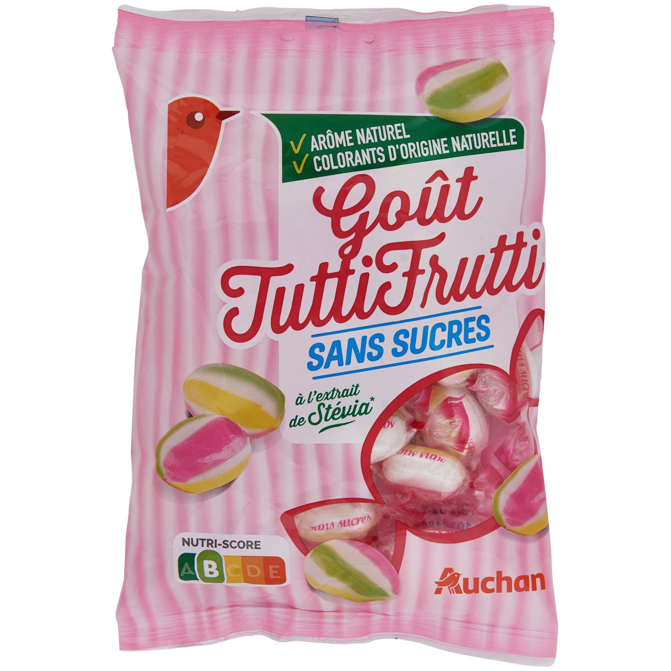 AUCHAN Bonbons goût tutti frutti sans sucres 150g pas cher 