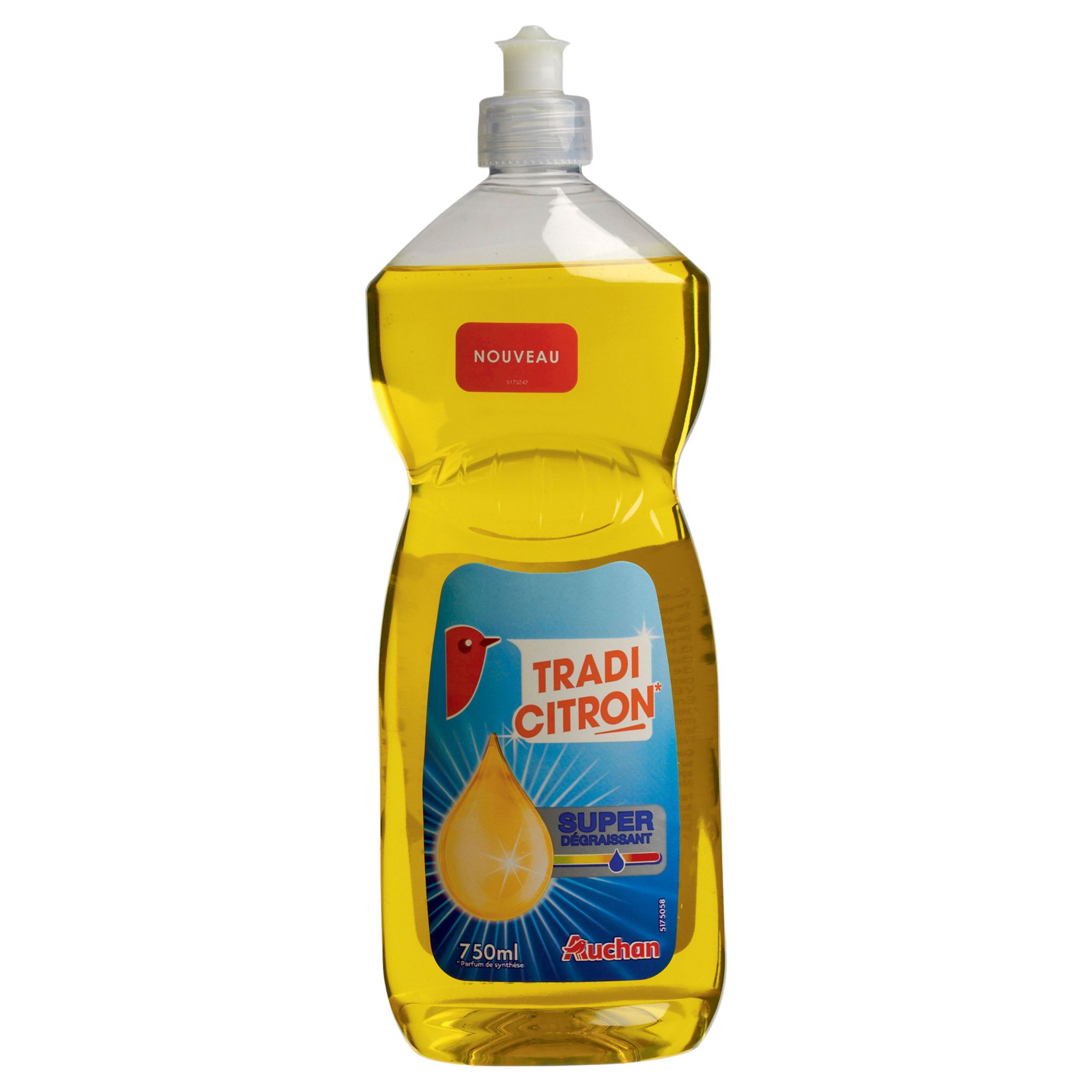 AUCHAN Liquide vaisselle super dégraissant au citron 1,5l pas cher 