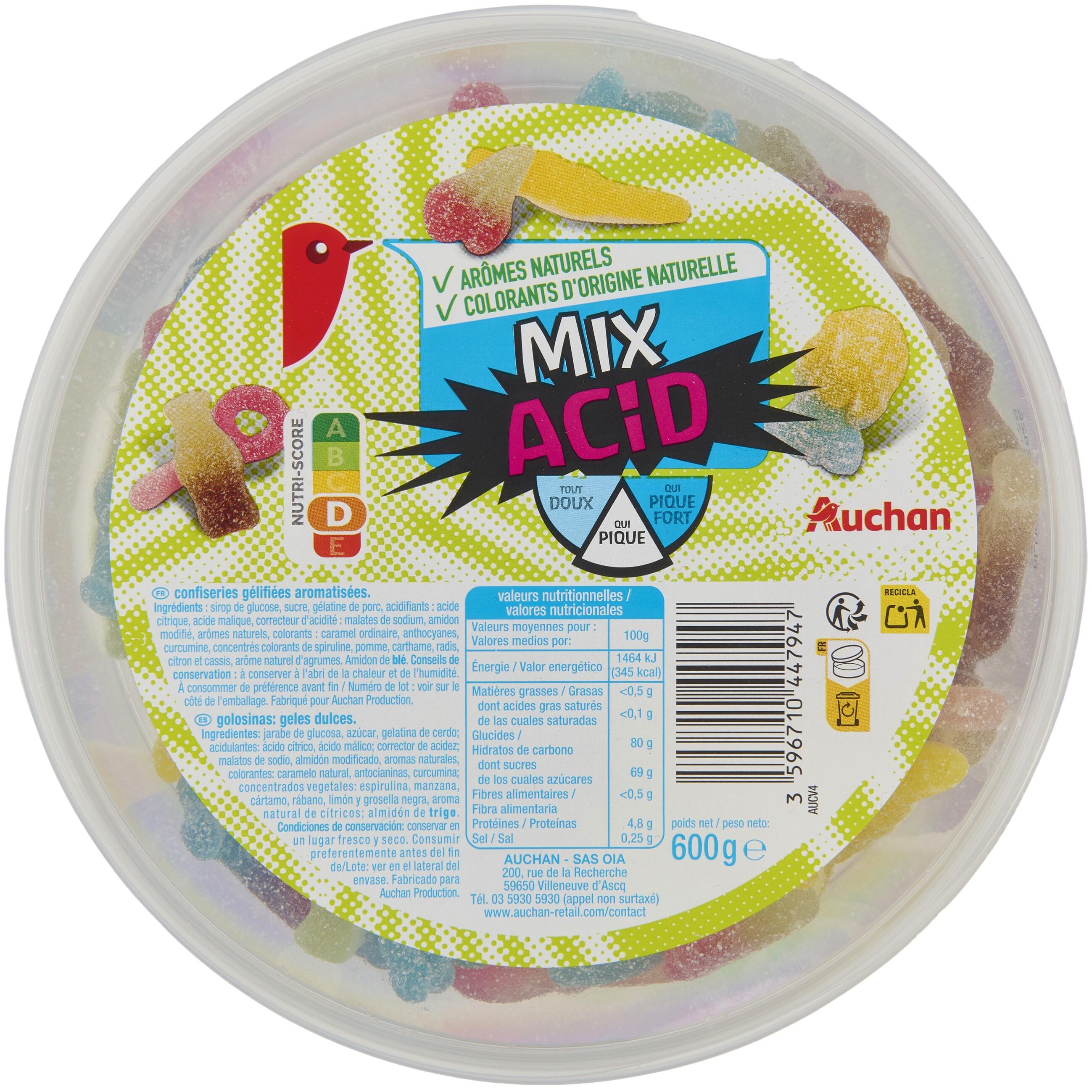 AUCHAN Assortiment de bonbons maxi mix acid 600g pas cher 