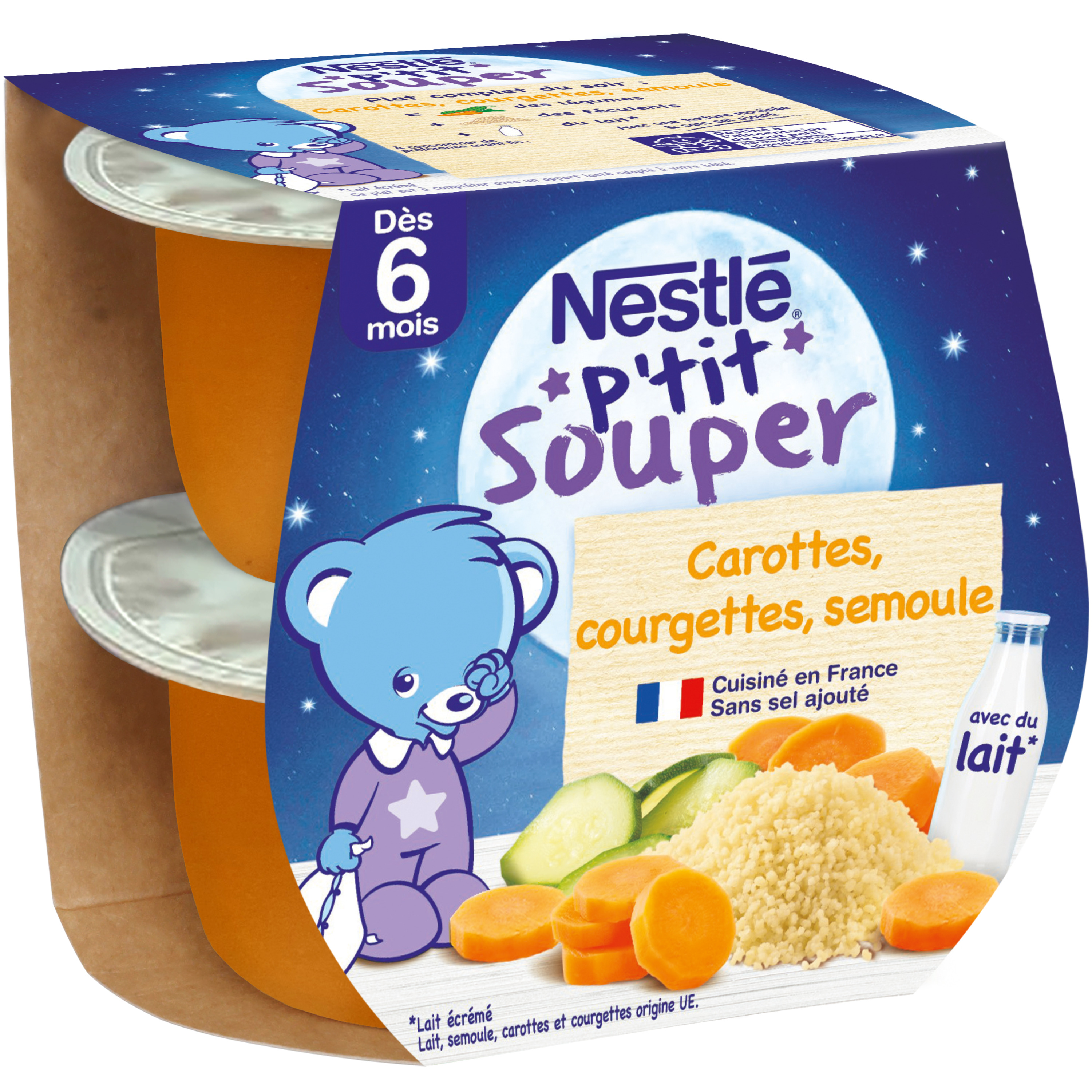 Grossiste Plat bébé carottes/ courgettes/ semoule 6+ mois 2x200g - NESTLE