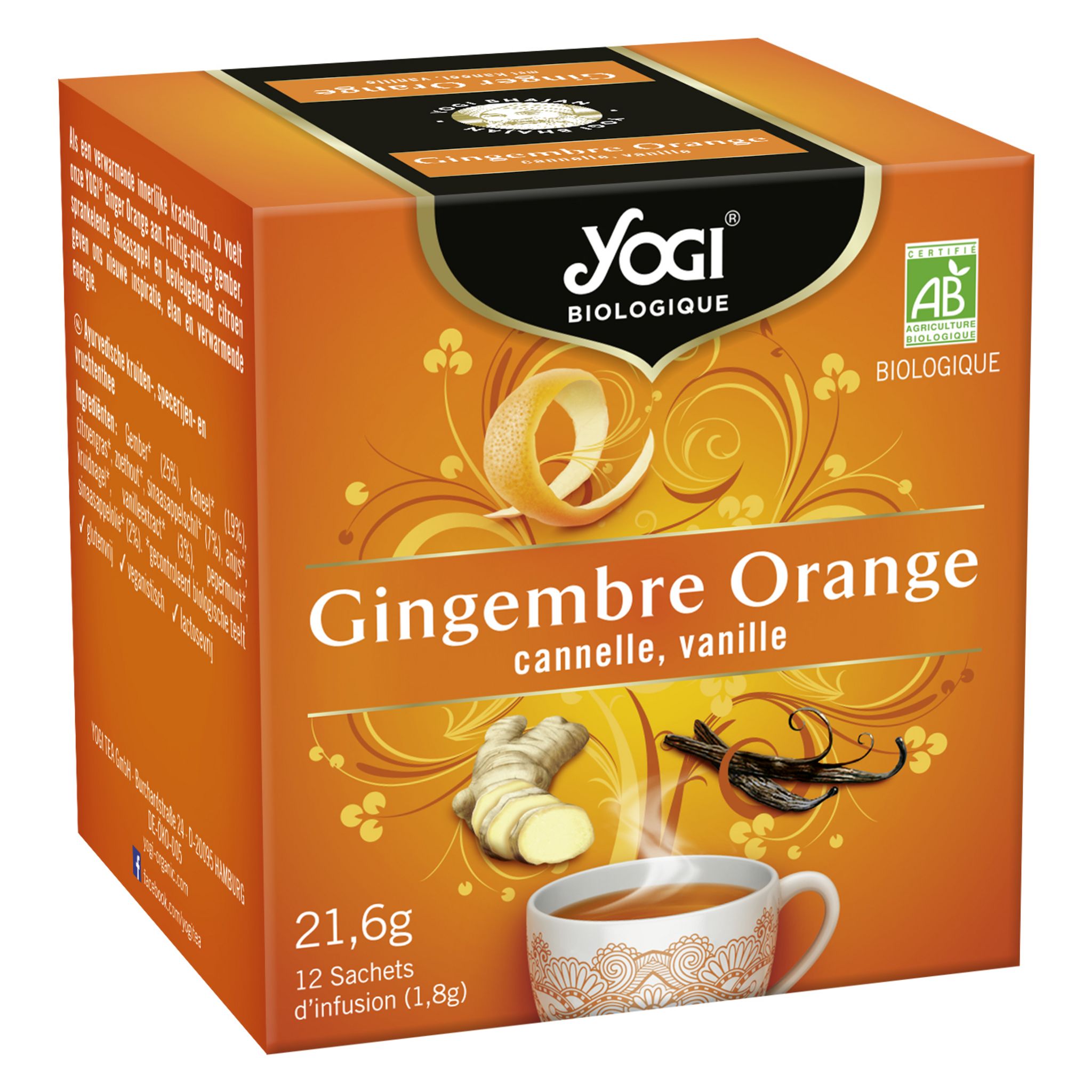 YOGI Infusion bio gingembre orange cannelle vanille 12 sachets 21,6g pas  cher 