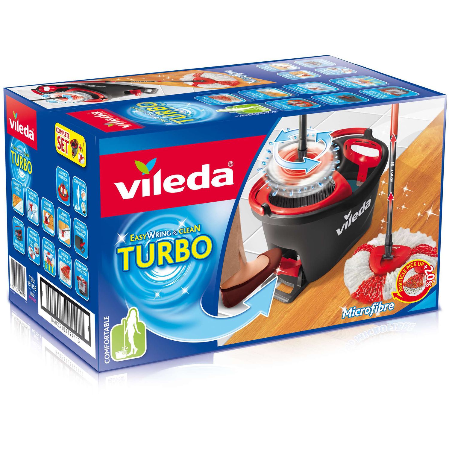 Vileda Turbo EasyWring & Clean Kit Complet serpillère et Seau