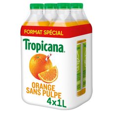 TROPICANA Jus d'orange pure premium sans pulpe 4x1l