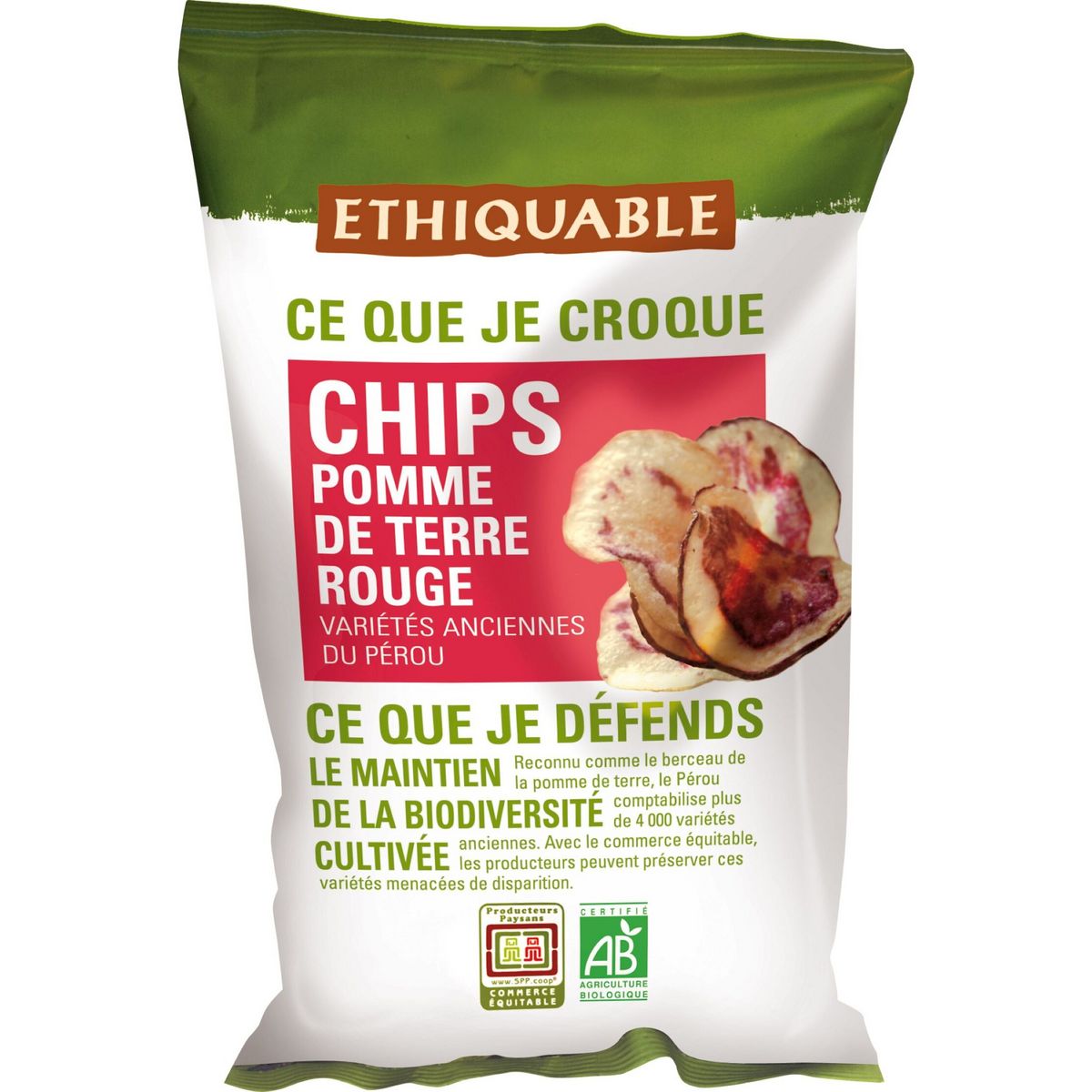 ETHIQUABLE Chips pomme de terre rouge bio 100g