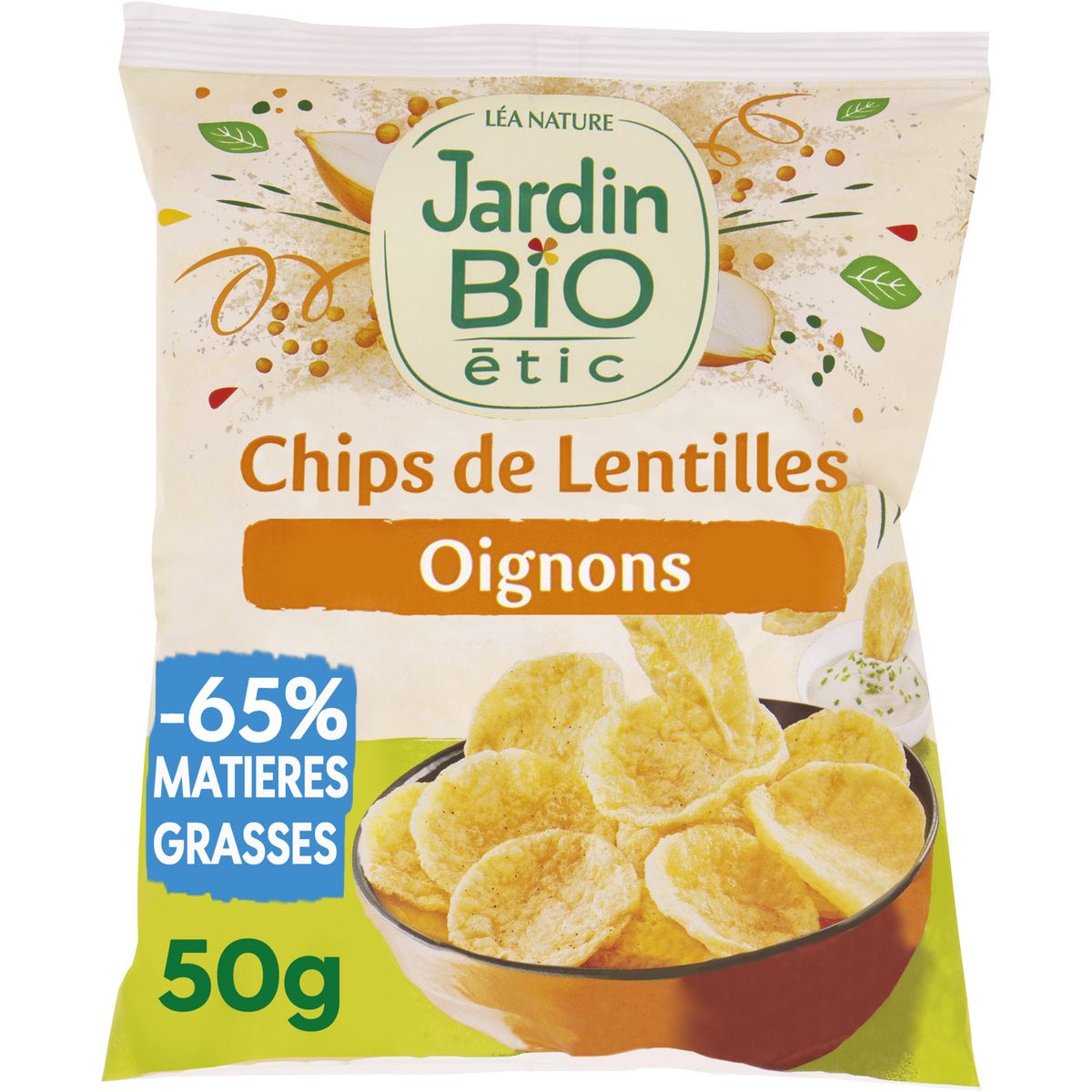 JARDIN BIO ETIC Chips de lentilles aux petits pois oignon sans gluten 50g