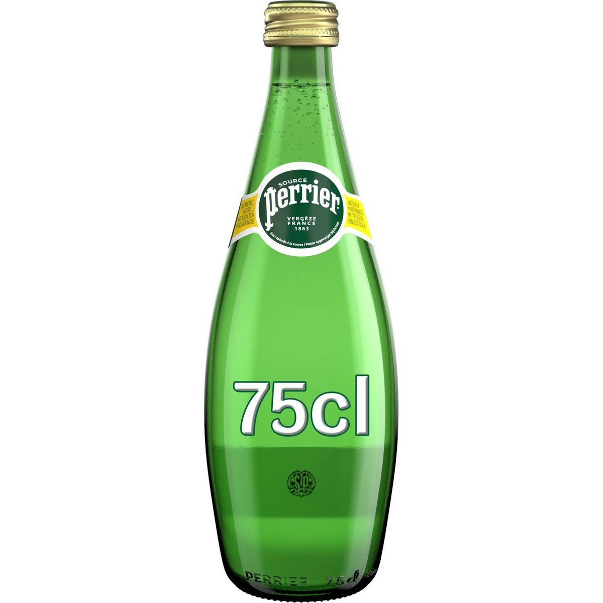 PERRIER Eau minérale naturelle gazeuse bouteille verre 75cl pas