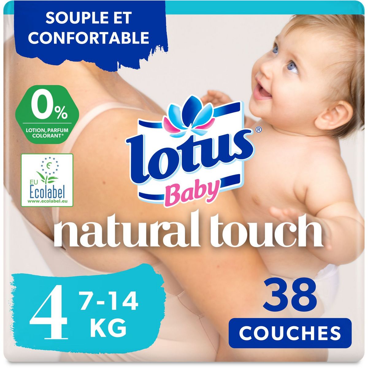 LOTUS BABY Natural touch couches taille 4 (7-14kg) 38 couches pas cher 