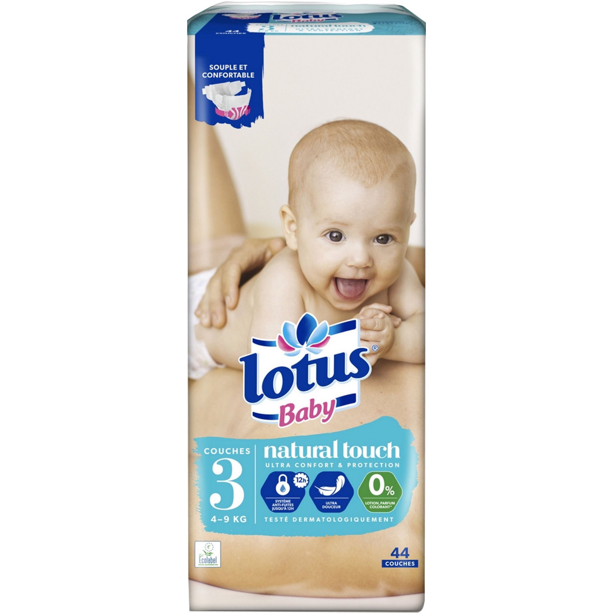 LOT DE 6 - LOTUS BABY : Naturel Touch - Couches taille 1 (2-5 kg