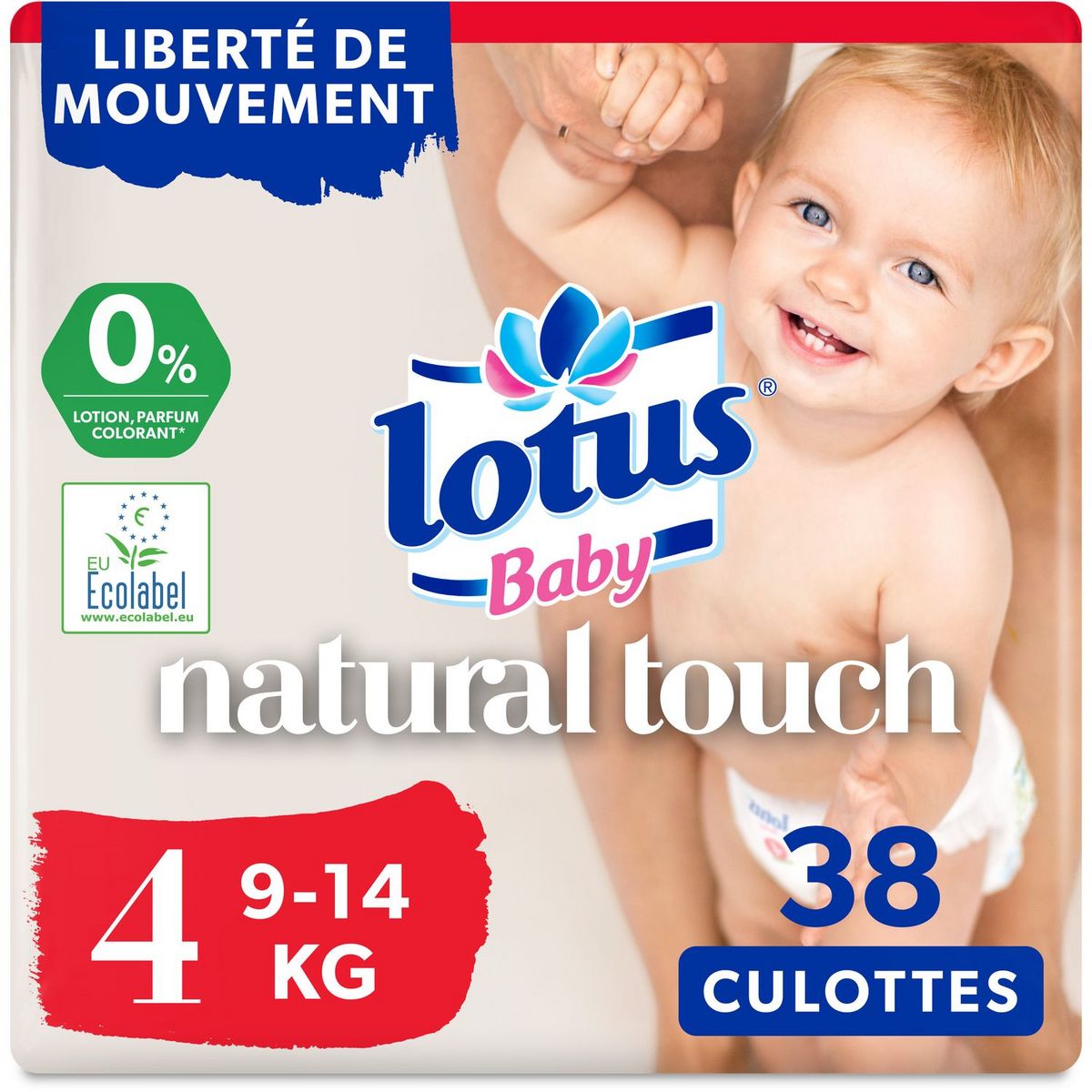 Lotus Baby Douceur Naturelle - Culottes Taille 4 (9-14 kg) Pack 1 mois -  128 culottes