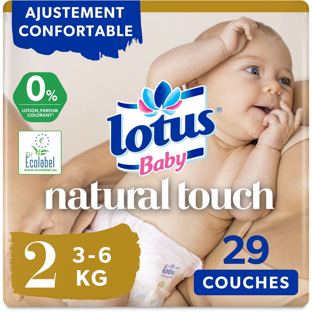 LOT DE 6 - LOTUS BABY Couches bébé taille 1 : 2-5kg douceur