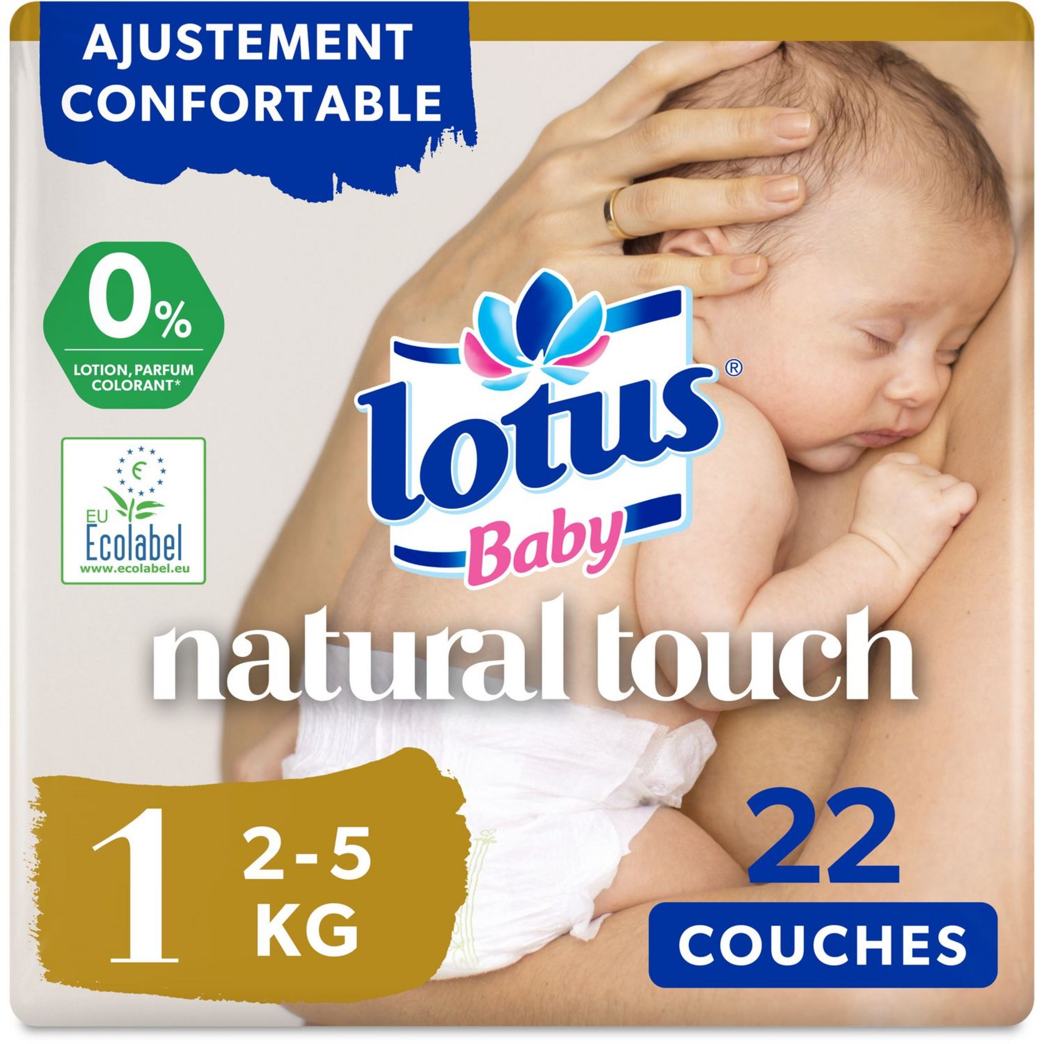 LOTUS BABY Natural touch couches taille 1 (2-5kg) 22 couches pas