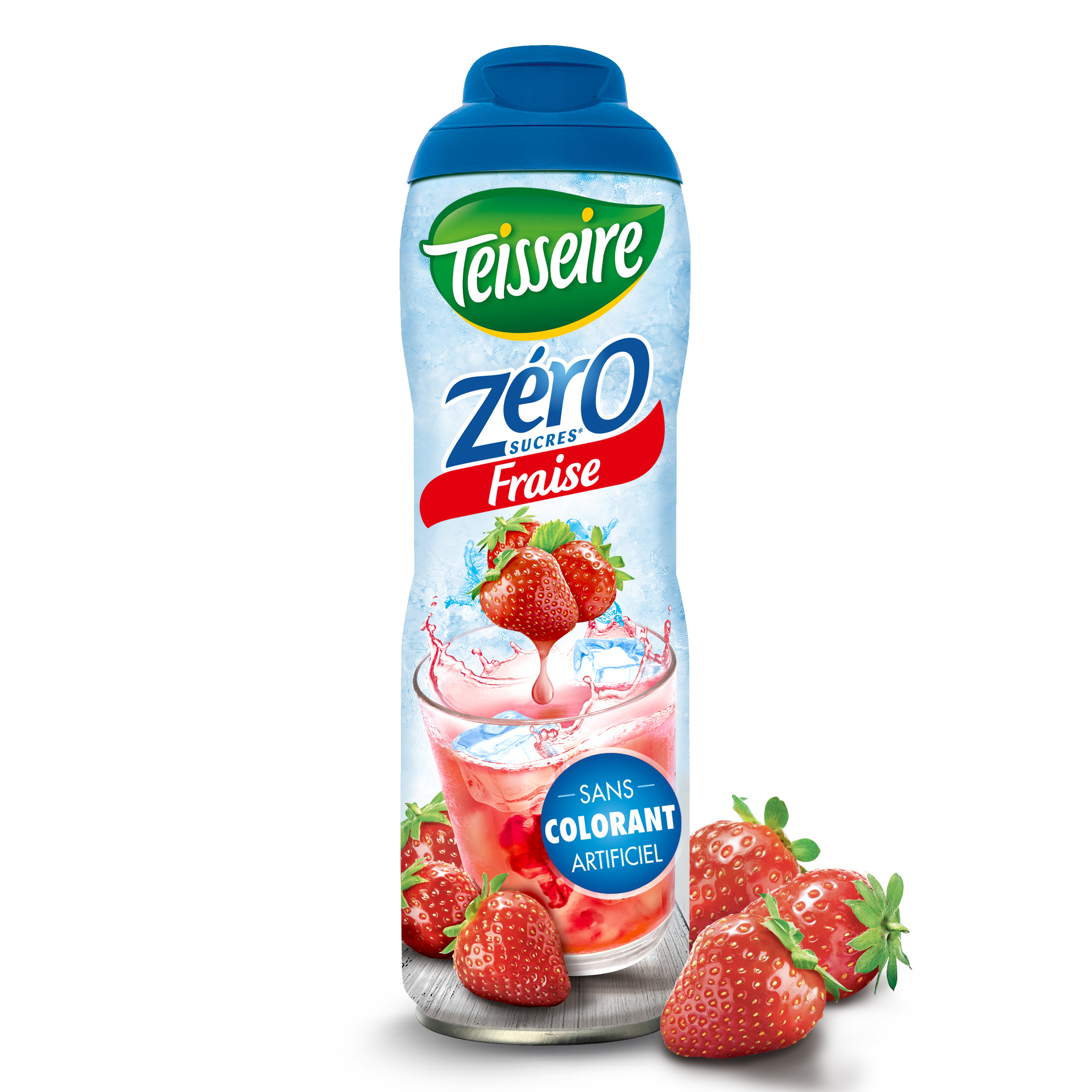 TEISSEIRE Sirop parfum fraise zéro sucre bidon 60cl pas cher 