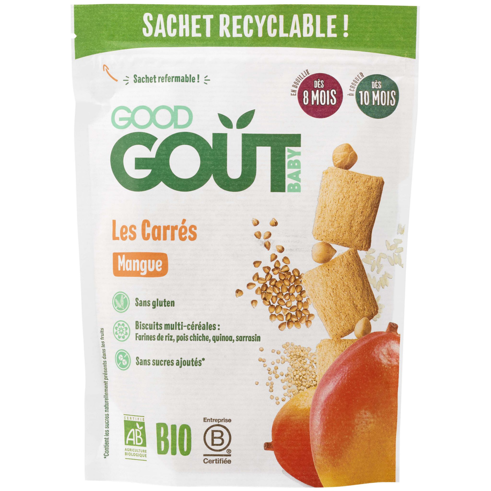 Good Gout Gouter Biscuits Carres A La Mangue Bio Des 8 Mois 50g Pas Cher A Prix Auchan