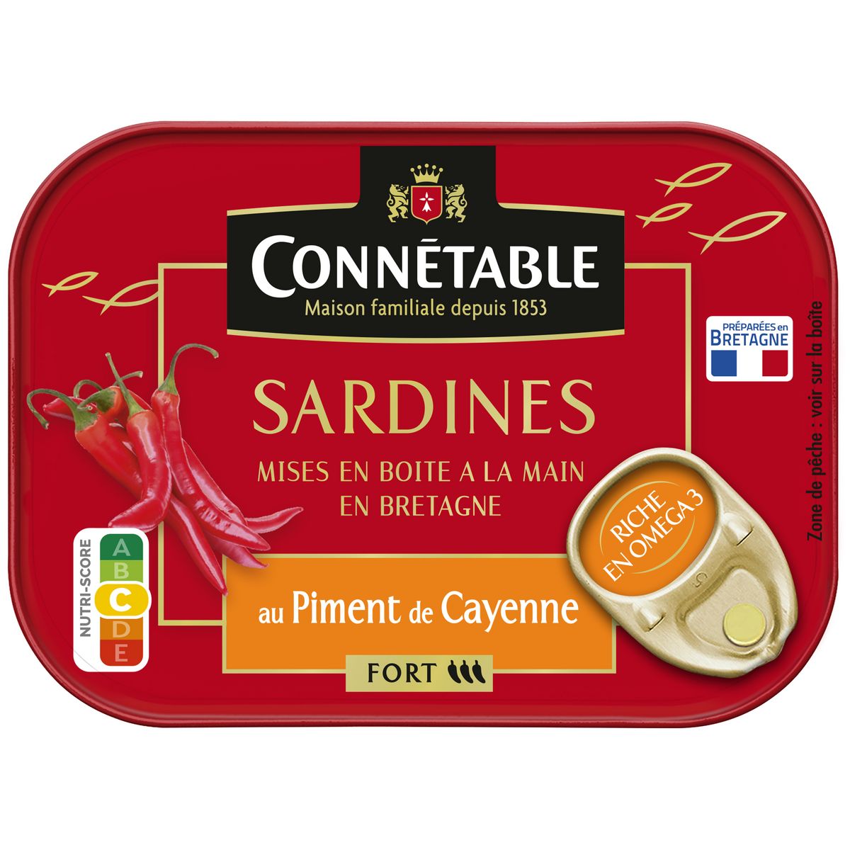 Connetable Sardine à Lhuile Dolive Vierge Extra Au Piment De Cayenne Fort 135g Pas Cher 