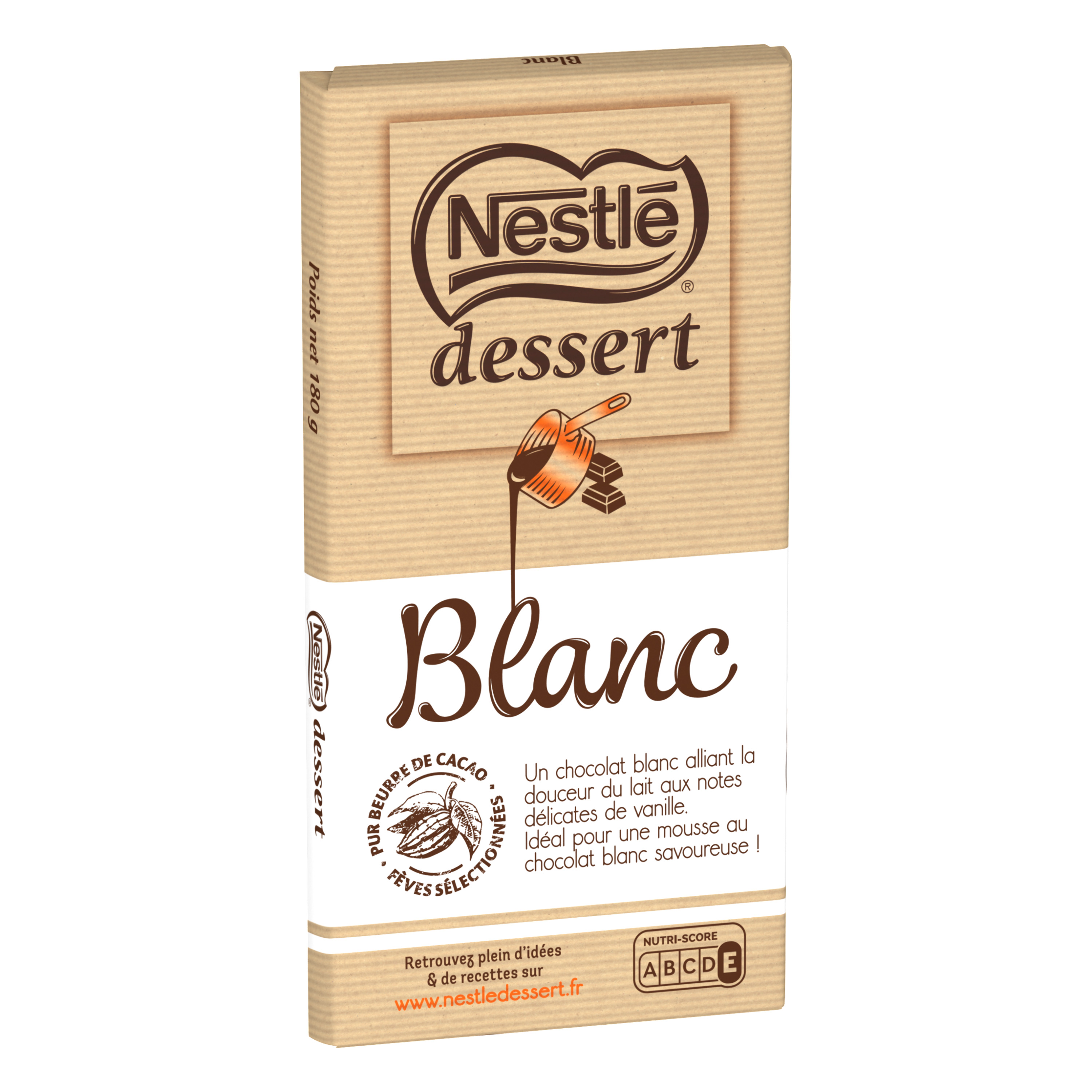 AUCHAN Tablette de chocolat blanc pâtissier 1 pièce 180g pas cher 