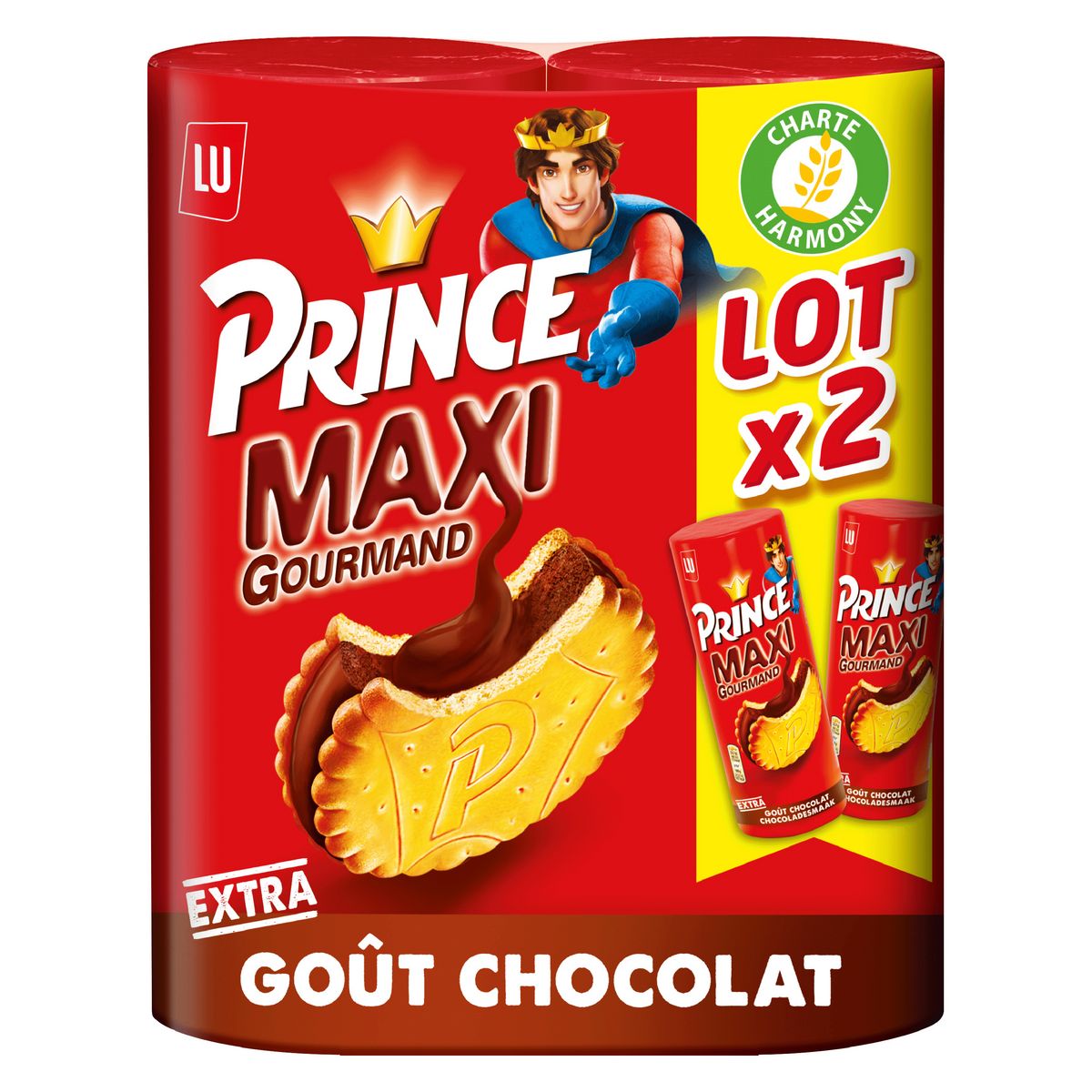 PRINCE Biscuits fourrés au chocolat 4x300g pas cher 