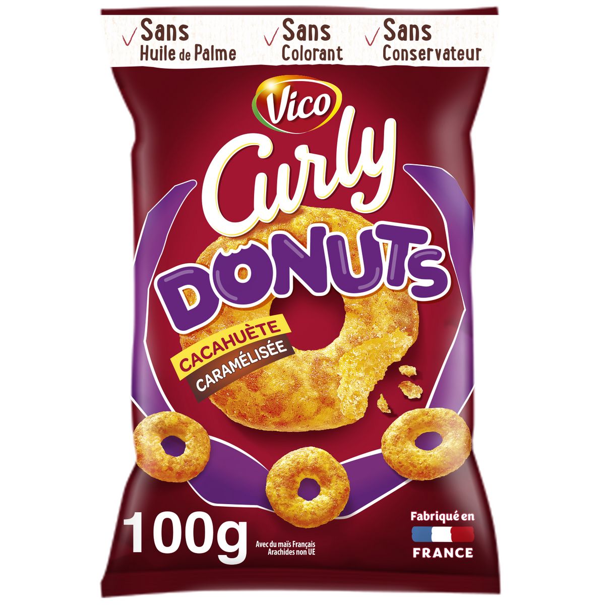 CURLY Donuts à la cacahuète caramélisée sans huile de palme 100g