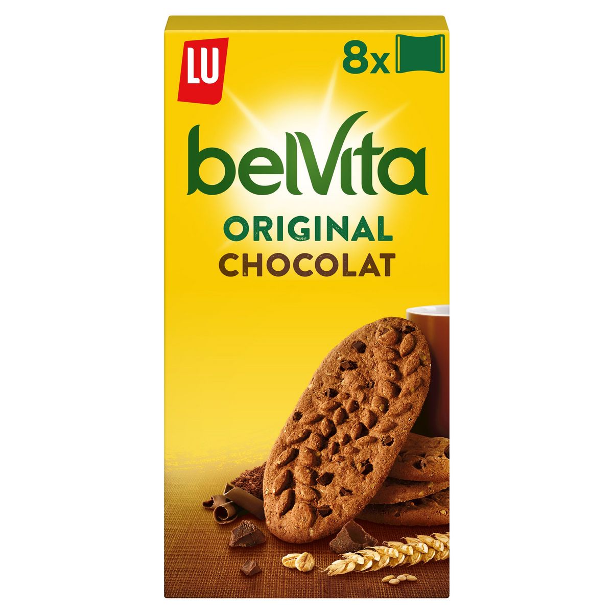 BELVITA Biscuits petit-déjeuner au chocolat sachets fraîcheur 8x4 biscuits 400g