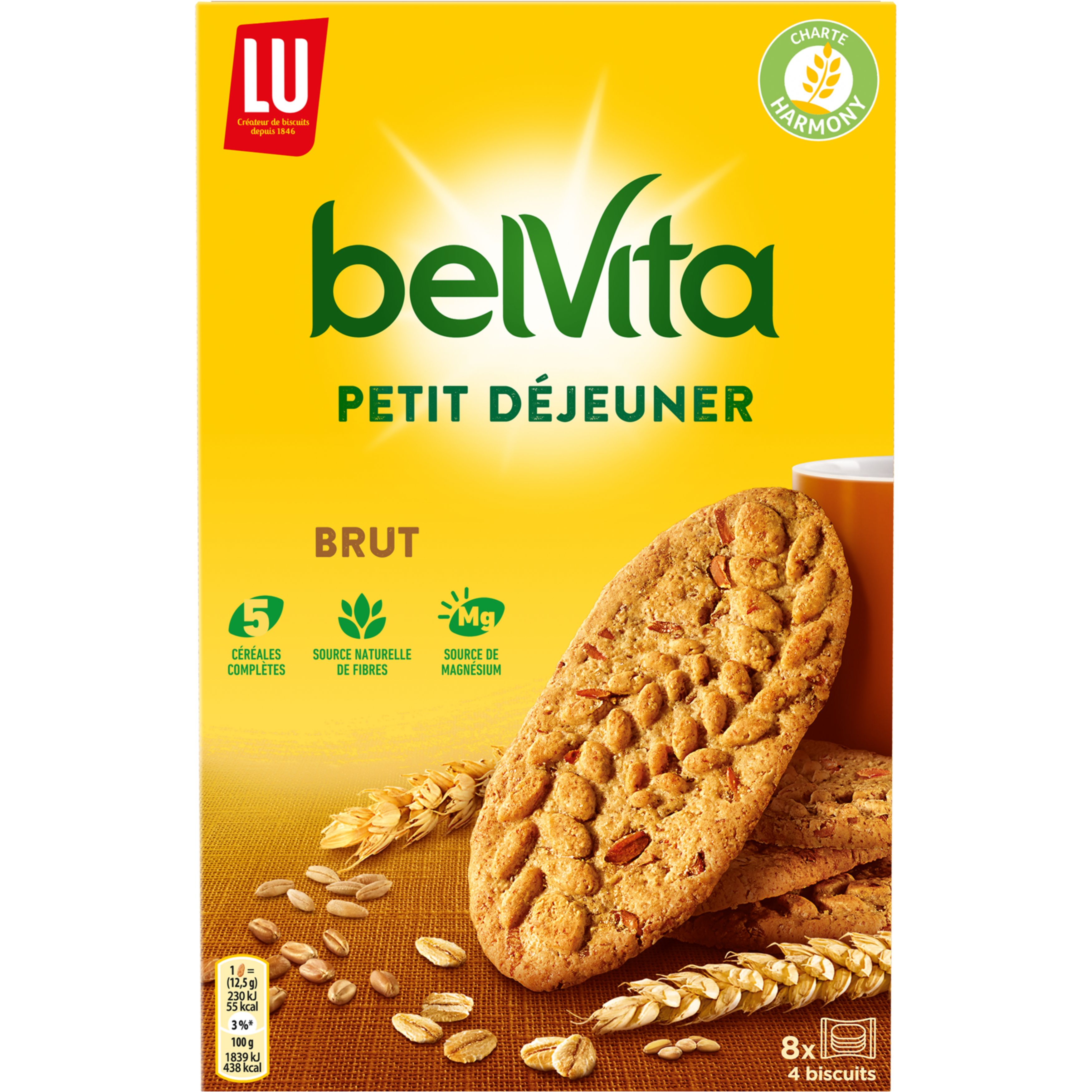 BELVITA Biscuits petit-déjeuner brut aux céréales complètes, sachets  fraîcheur 8x4 biscuits 400g pas cher 