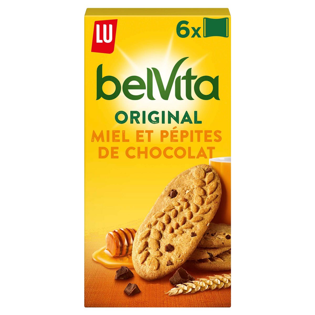 BELVITA Biscuits petit-déjeuner miel et pépites de chocolat sachets fraîcheur 8x4 biscuits 435g