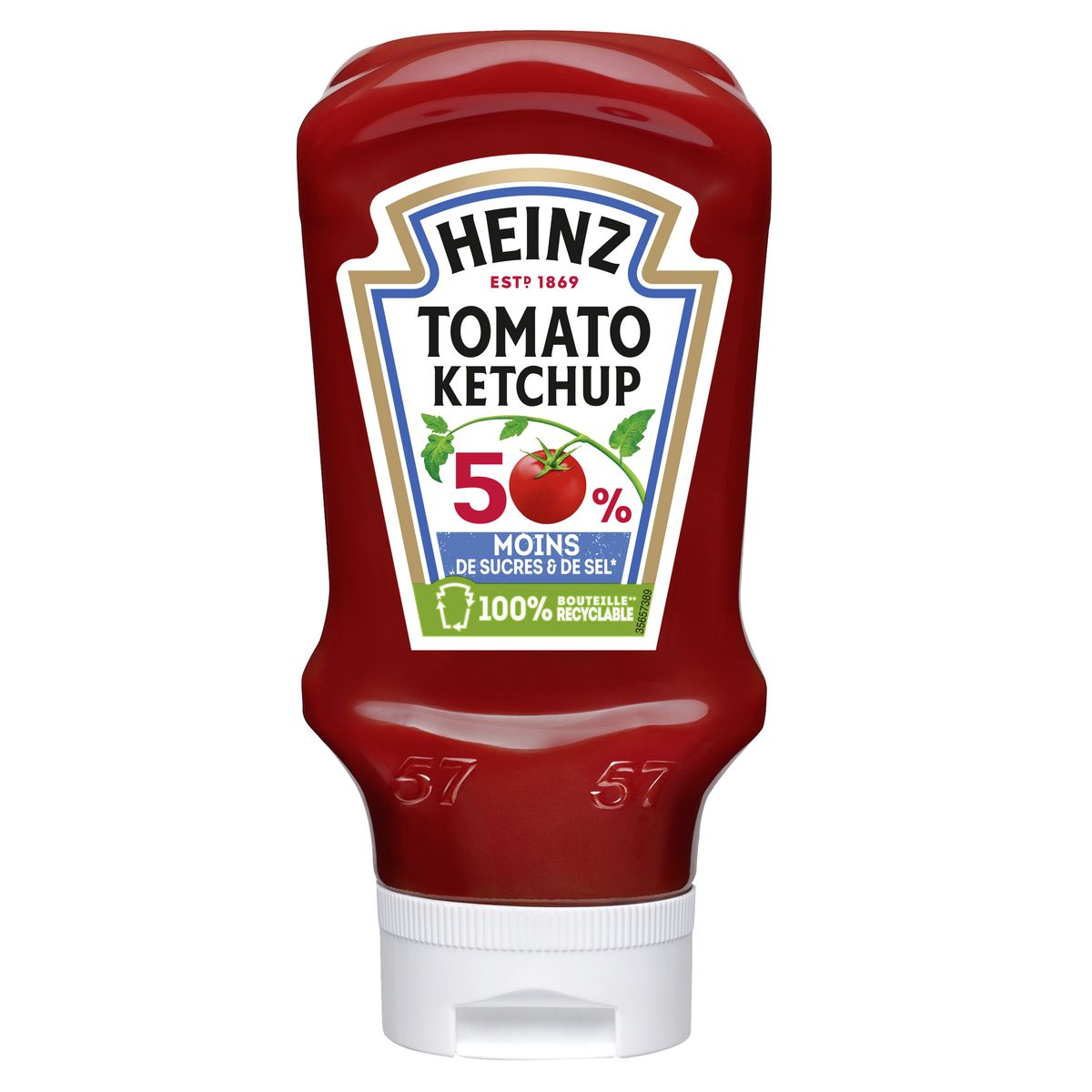 HEINZ Tomato ketchup réduit sucre et sel flacon souple 435g