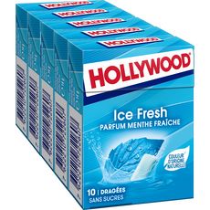 HOLLYWOOD Ice fresh chewing-gums sans sucres menthe fraîche 5x10 dragées 70g