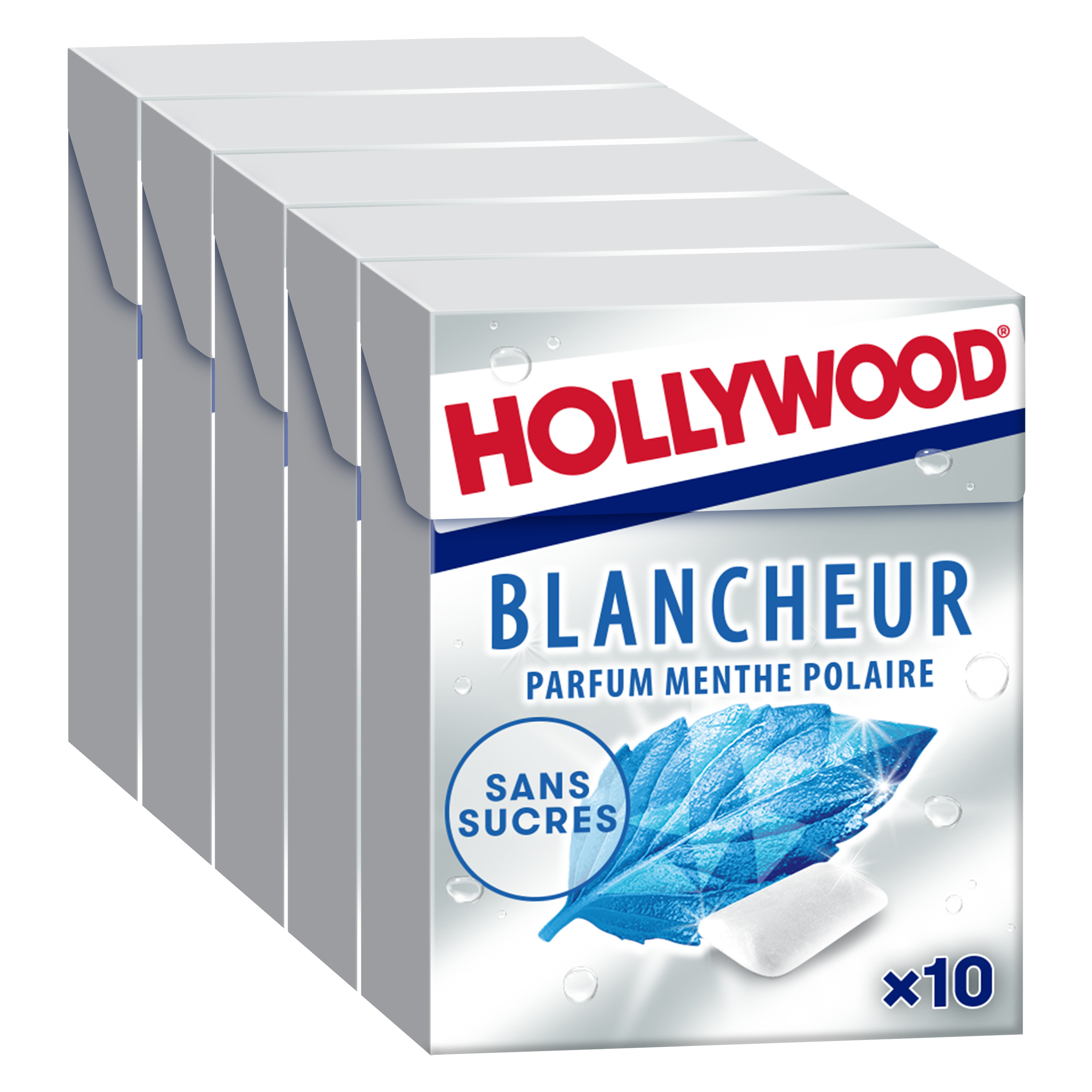 HOLLYWOOD Chewing-gum à la cerise sans sucres 5x10 dragées 70g pas