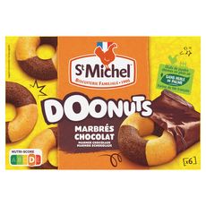ST MICHEL Doonuts marbrés au chocolat sans huile de palme, sachets individuels 6 gâteaux 180g